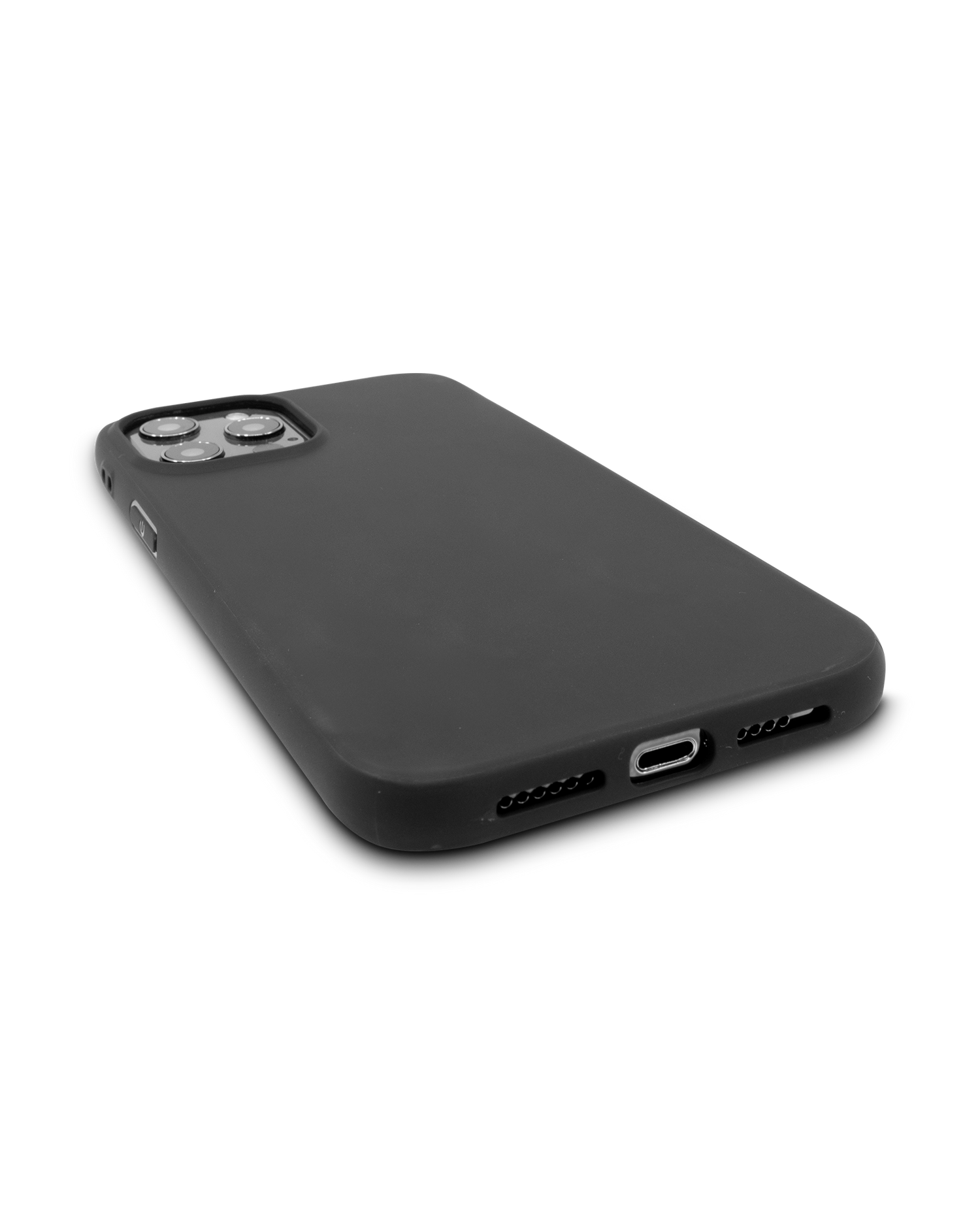 Schwarze Silikon Handyhülle für iPhone 12 Pro Max: Smartphone liegend