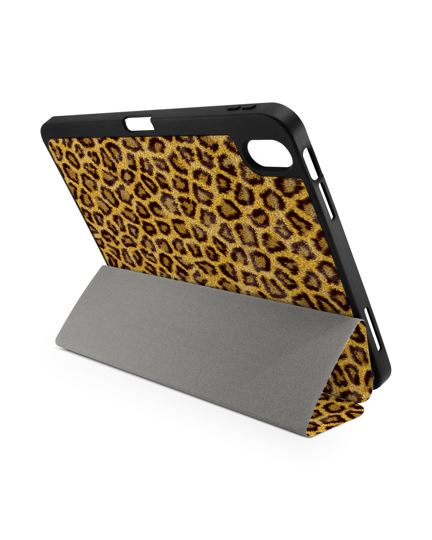 Leopard Skin iPad Hülle mit Stifthalter für Apple iPad (10. Generation): Aufgestellt im Querformat von hinten