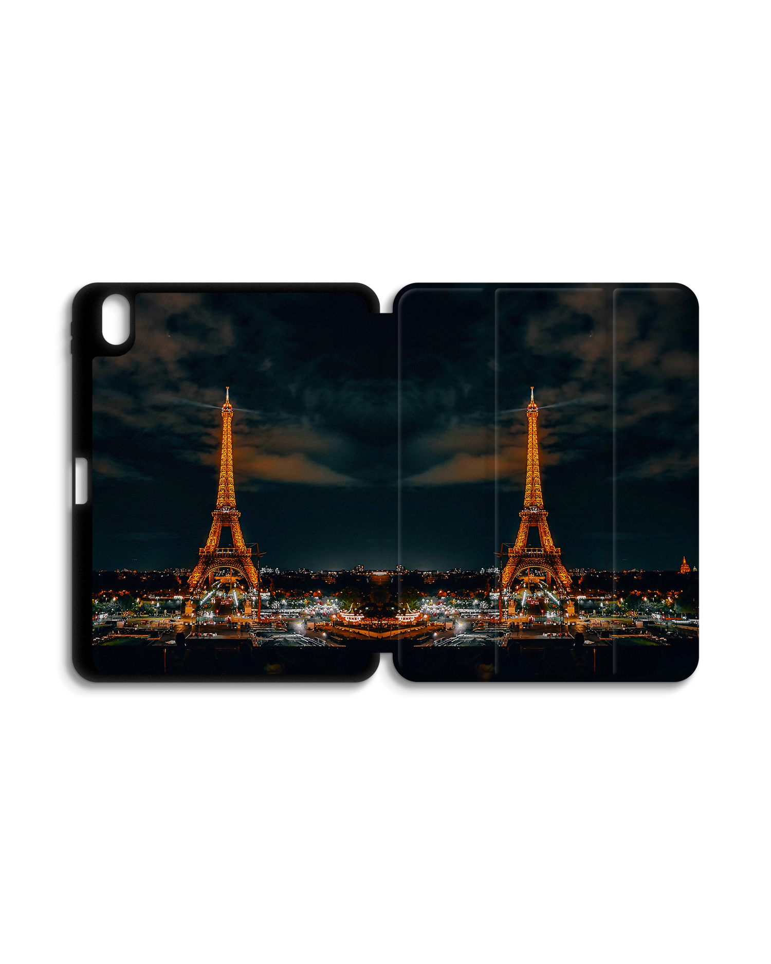 Eiffel Tower By Night iPad Hülle mit Stifthalter für Apple iPad (10. Generation): Geöffnet Außenansicht