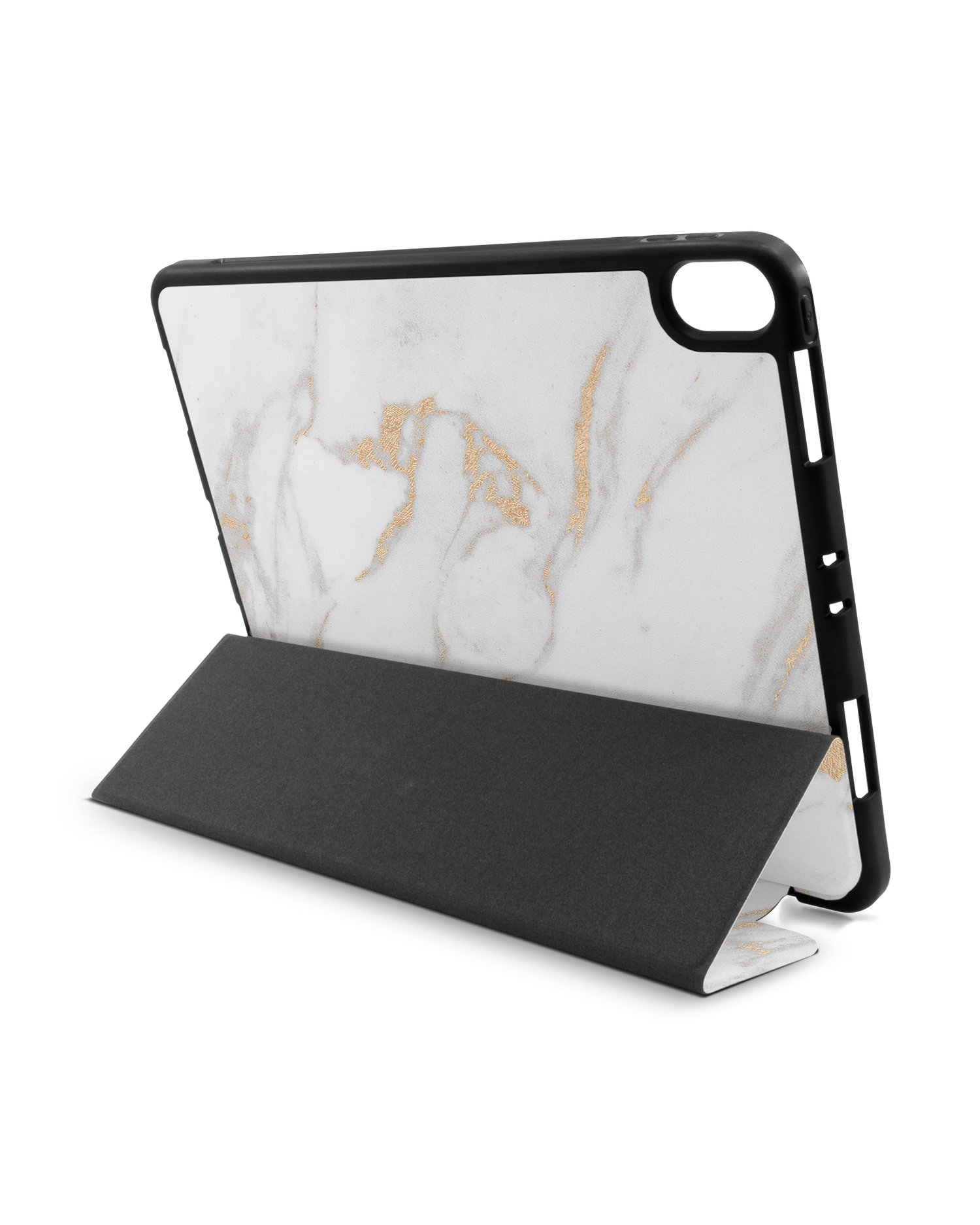 Gold Marble Elegance iPad Hülle mit Stifthalter Apple iPad Pro 11'' (2018): Aufgestellt im Querformat von hinten