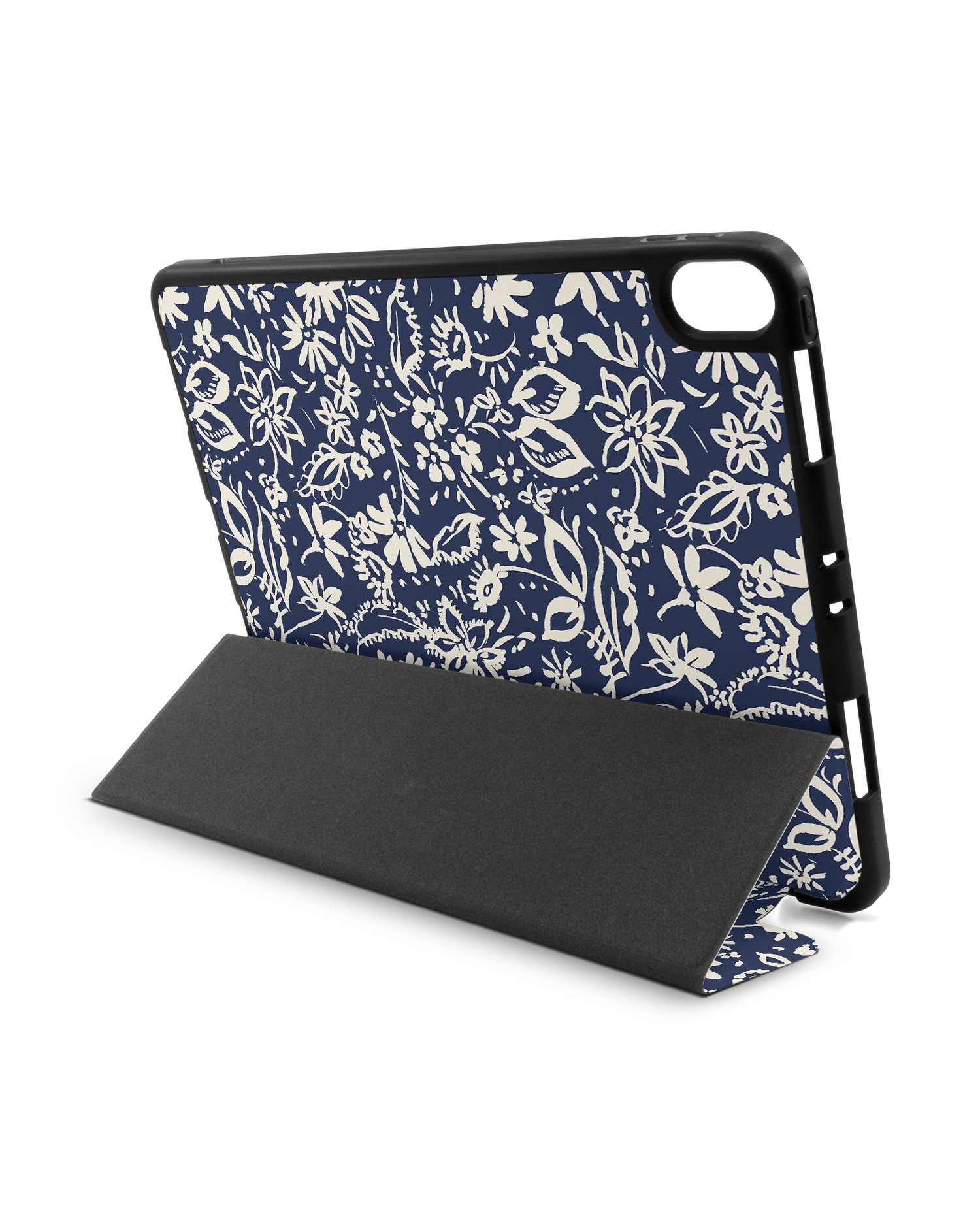 Ditsy Blue Paisley iPad Hülle mit Stifthalter Apple iPad Pro 11'' (2018): Aufgestellt im Querformat von hinten