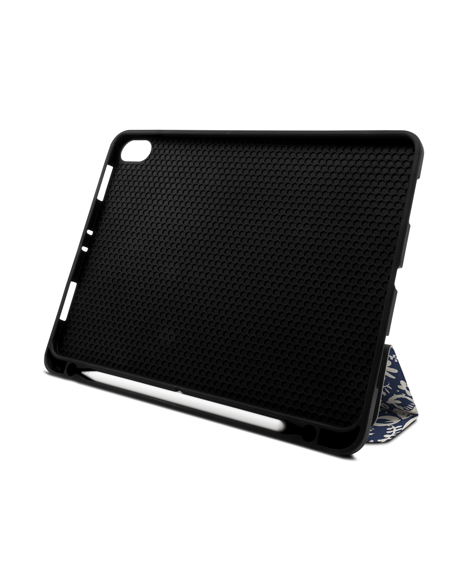 Ditsy Blue Paisley iPad Hülle mit Stifthalter Apple iPad Pro 11'' (2018): Aufgestellt im Querformat von vorne