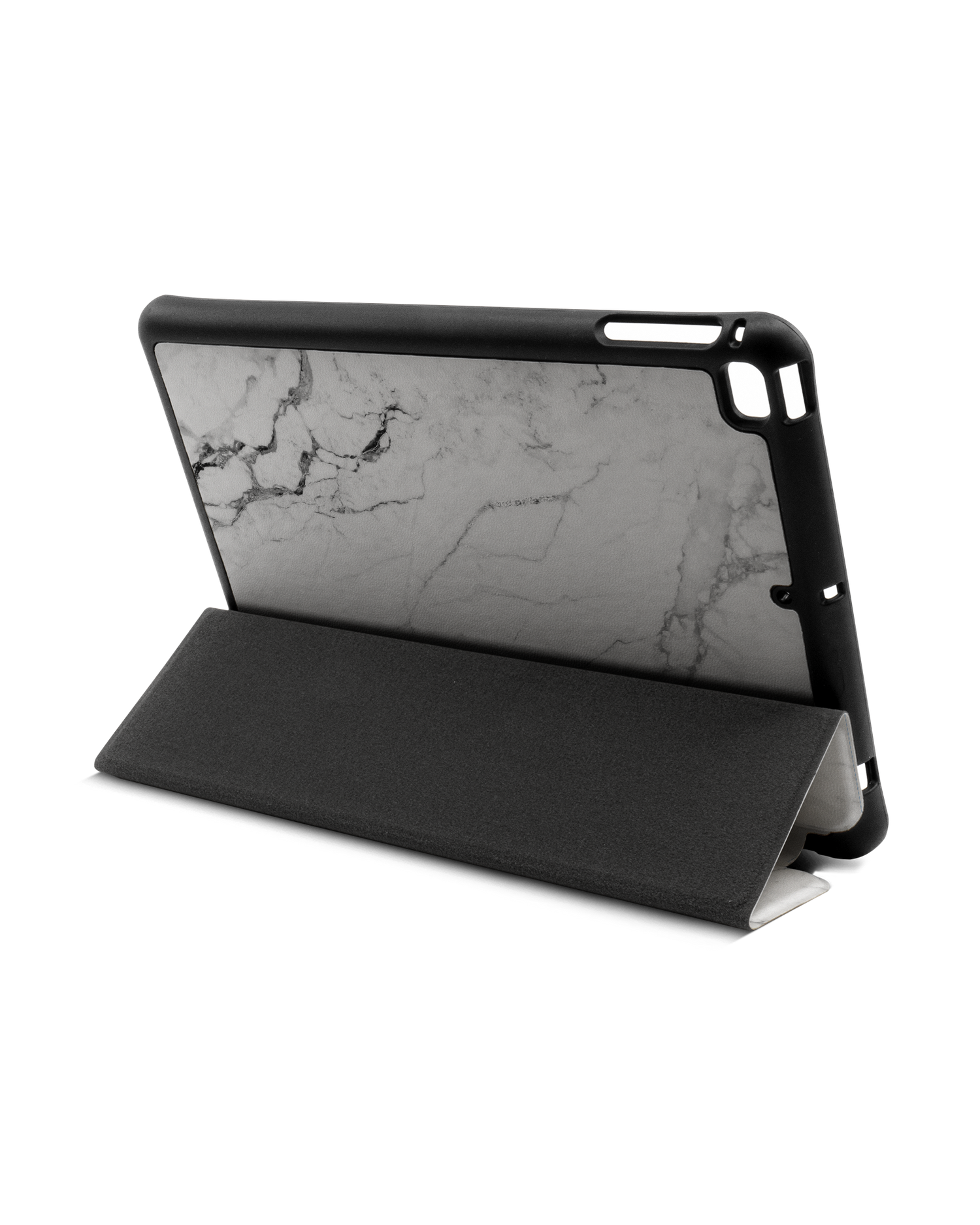 White Marble iPad Hülle mit Stifthalter Apple iPad mini 5 (2019): Aufgestellt im Querformat von hinten