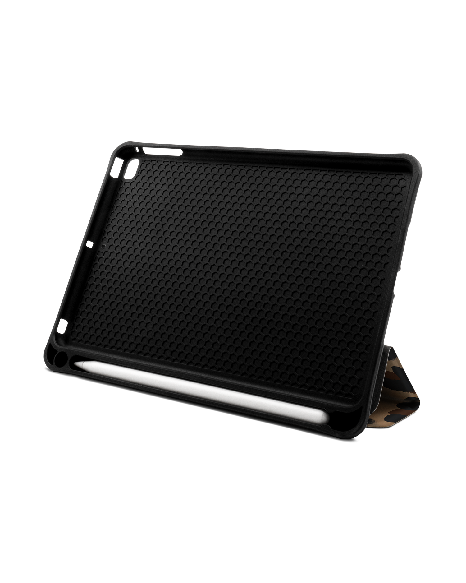 Leopard Repeat iPad Hülle mit Stifthalter Apple iPad mini 5 (2019): Aufgestellt im Querformat von vorne