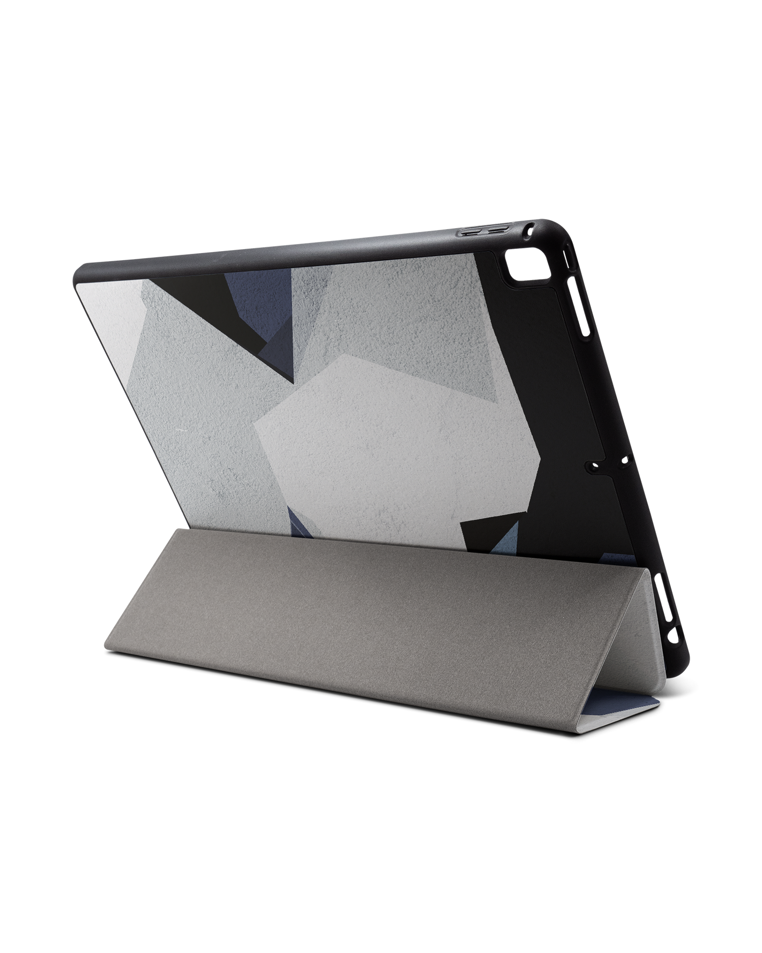 Geometric Camo Blue iPad Hülle mit Stifthalter für Apple iPad Pro 2 12.9'' (2017): Aufgestellt im Querformat von hinten