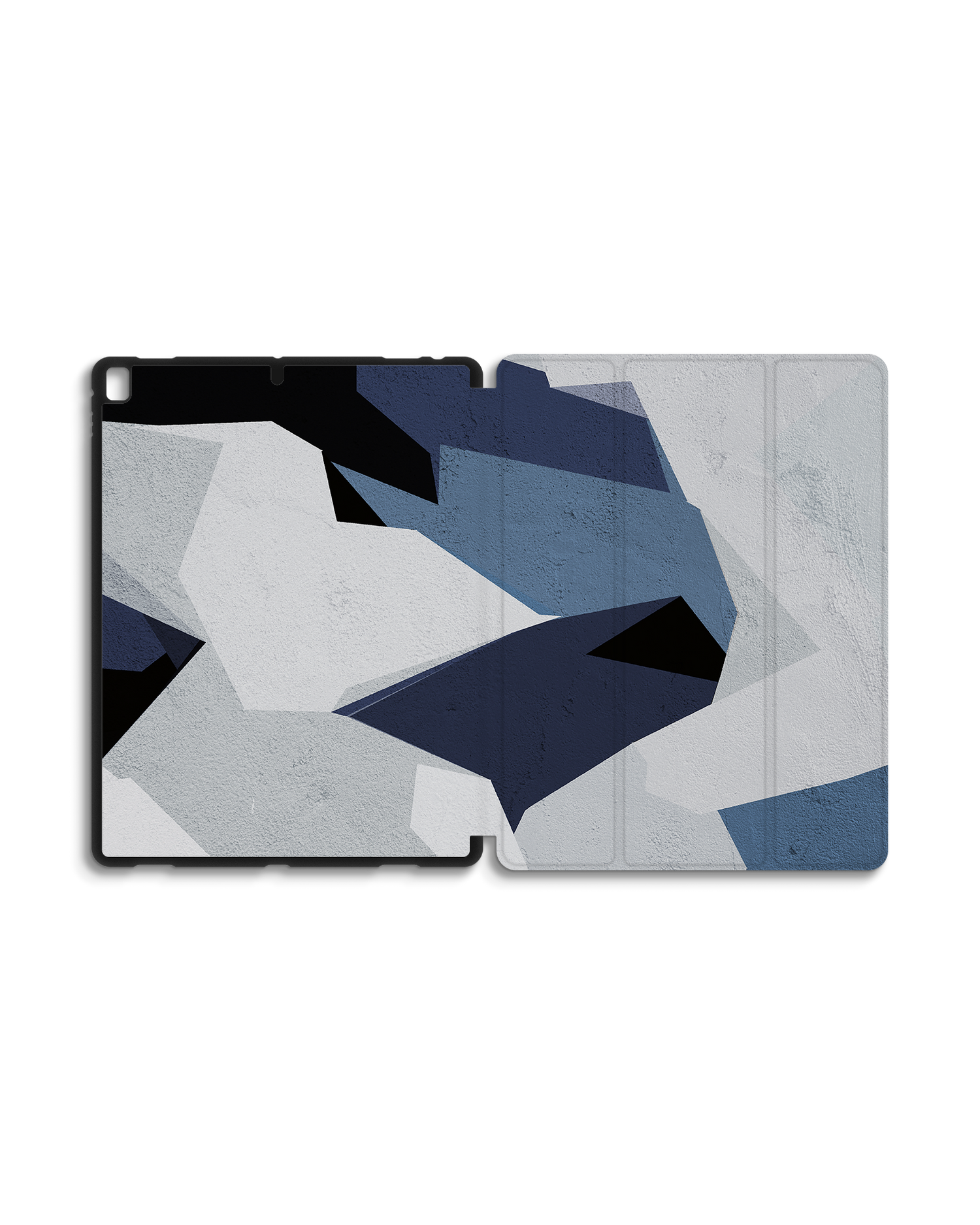 Geometric Camo Blue iPad Hülle mit Stifthalter für Apple iPad Pro 2 12.9'' (2017): Geöffnet Außenansicht