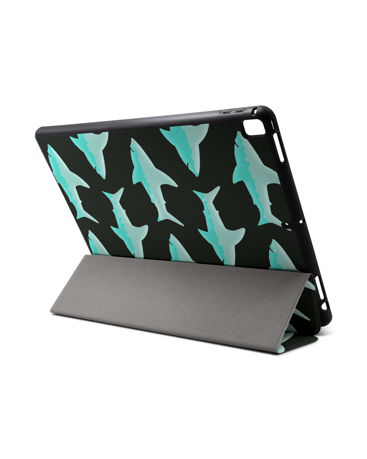 Neon Sharks iPad Hülle mit Stifthalter für Apple iPad Pro 2 12.9'' (2017): Aufgestellt im Querformat von hinten