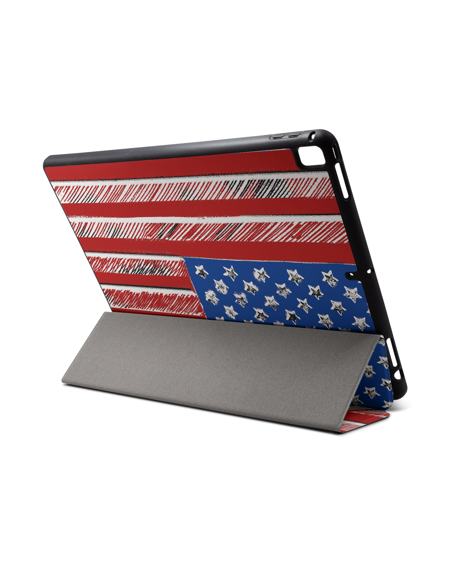 American Flag Color iPad Hülle mit Stifthalter für Apple iPad Pro 2 12.9'' (2017): Aufgestellt im Querformat von hinten