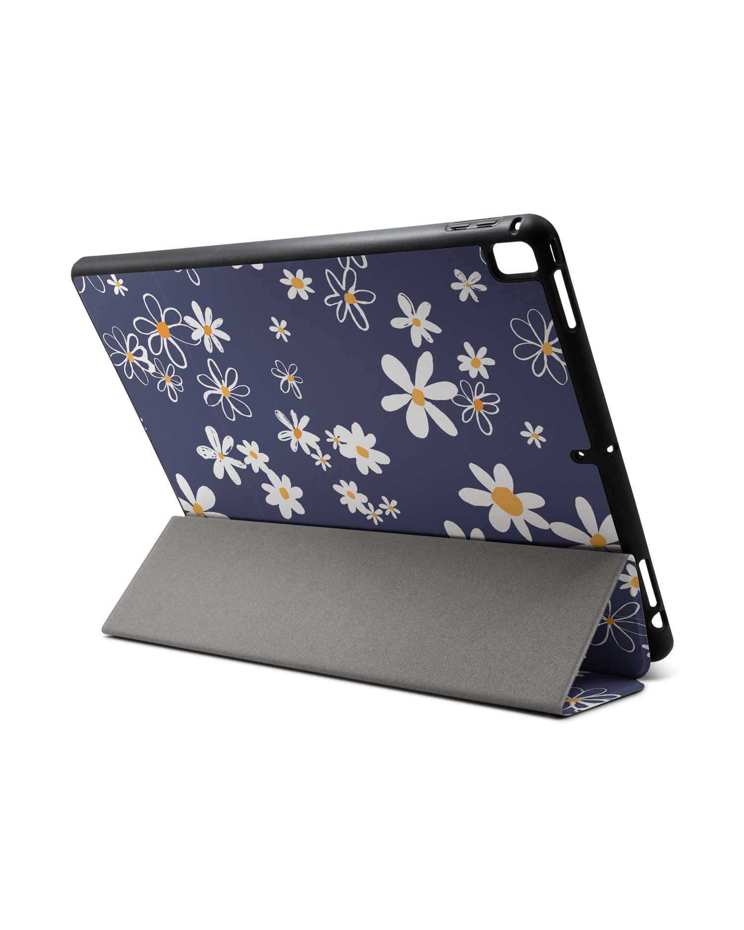 Navy Daisies iPad Hülle mit Stifthalter für Apple iPad Pro 2 12.9'' (2017): Aufgestellt im Querformat von hinten