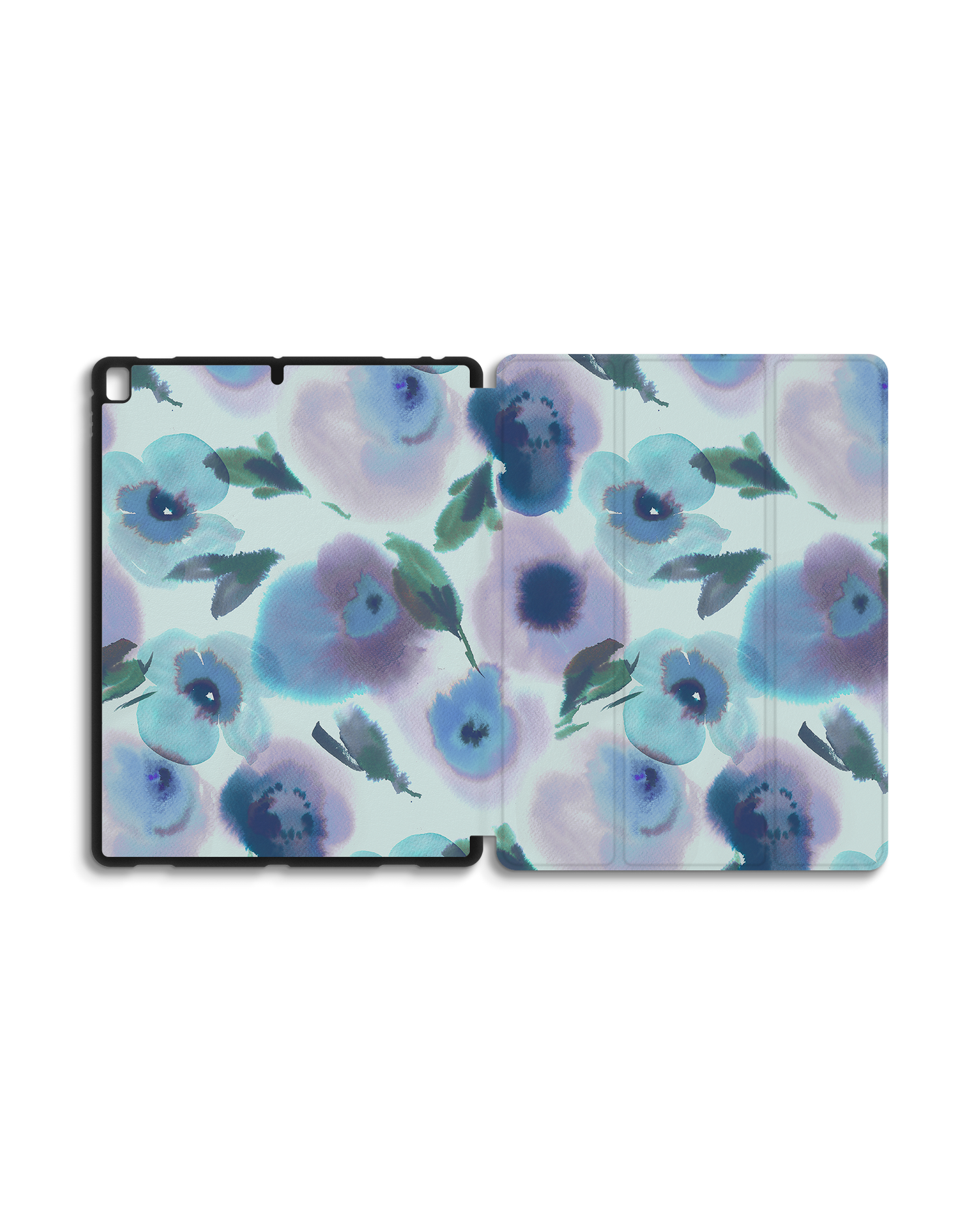 Watercolour Flowers Blue iPad Hülle mit Stifthalter für Apple iPad Pro 2 12.9'' (2017): Geöffnet Außenansicht