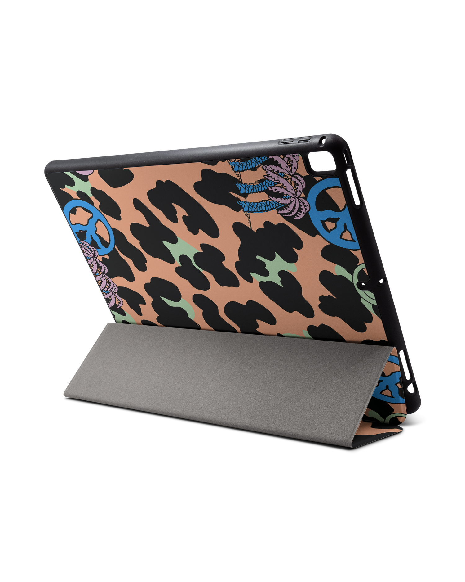 Leopard Peace Palms iPad Hülle mit Stifthalter für Apple iPad Pro 2 12.9'' (2017): Aufgestellt im Querformat von hinten