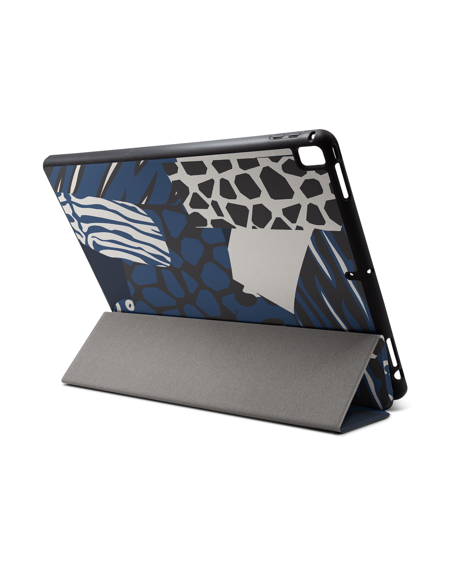 Animal Print Patchwork iPad Hülle mit Stifthalter für Apple iPad Pro 2 12.9'' (2017): Aufgestellt im Querformat von hinten