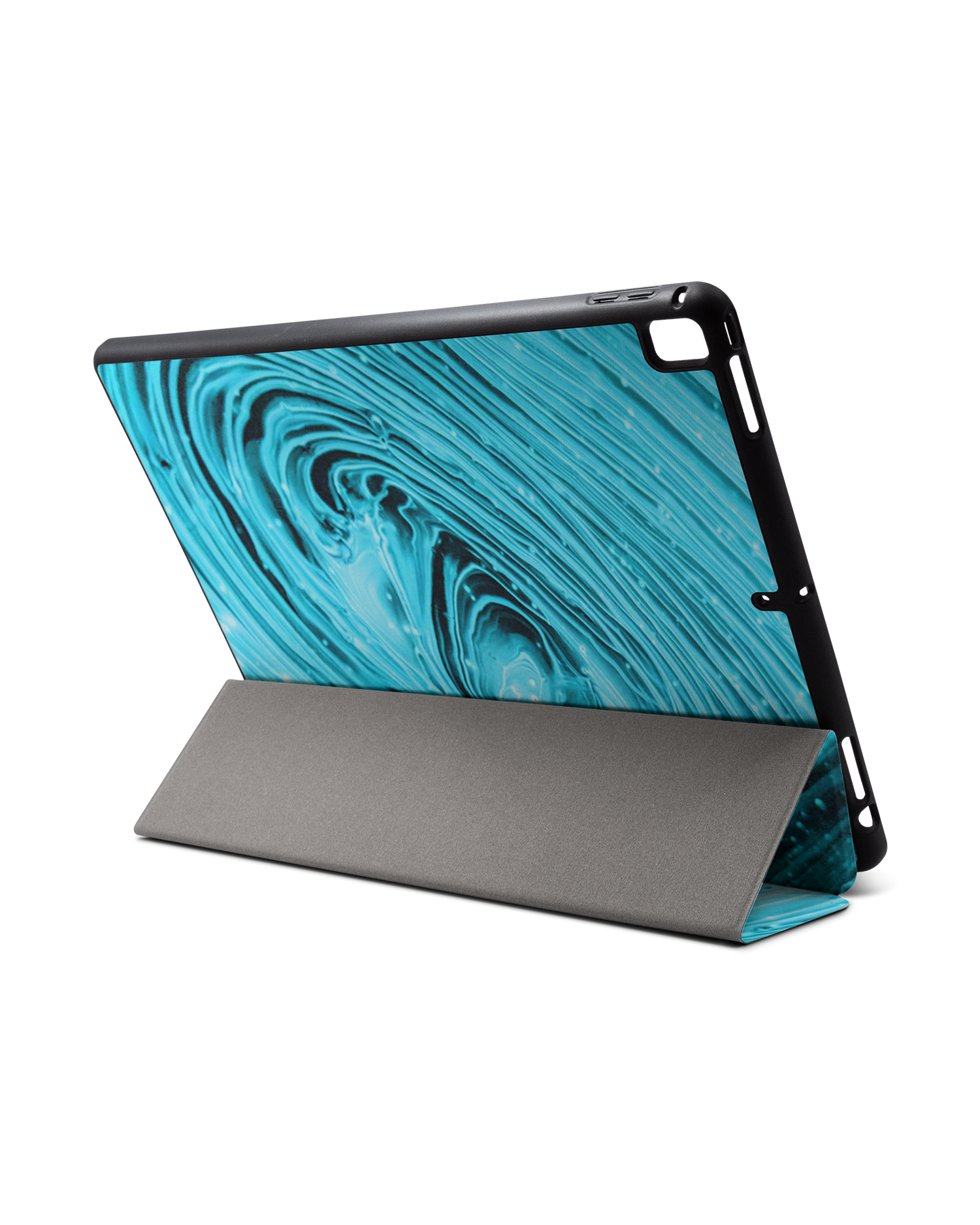 Turquoise Ripples iPad Hülle mit Stifthalter für Apple iPad Pro 2 12.9'' (2017): Aufgestellt im Querformat von hinten