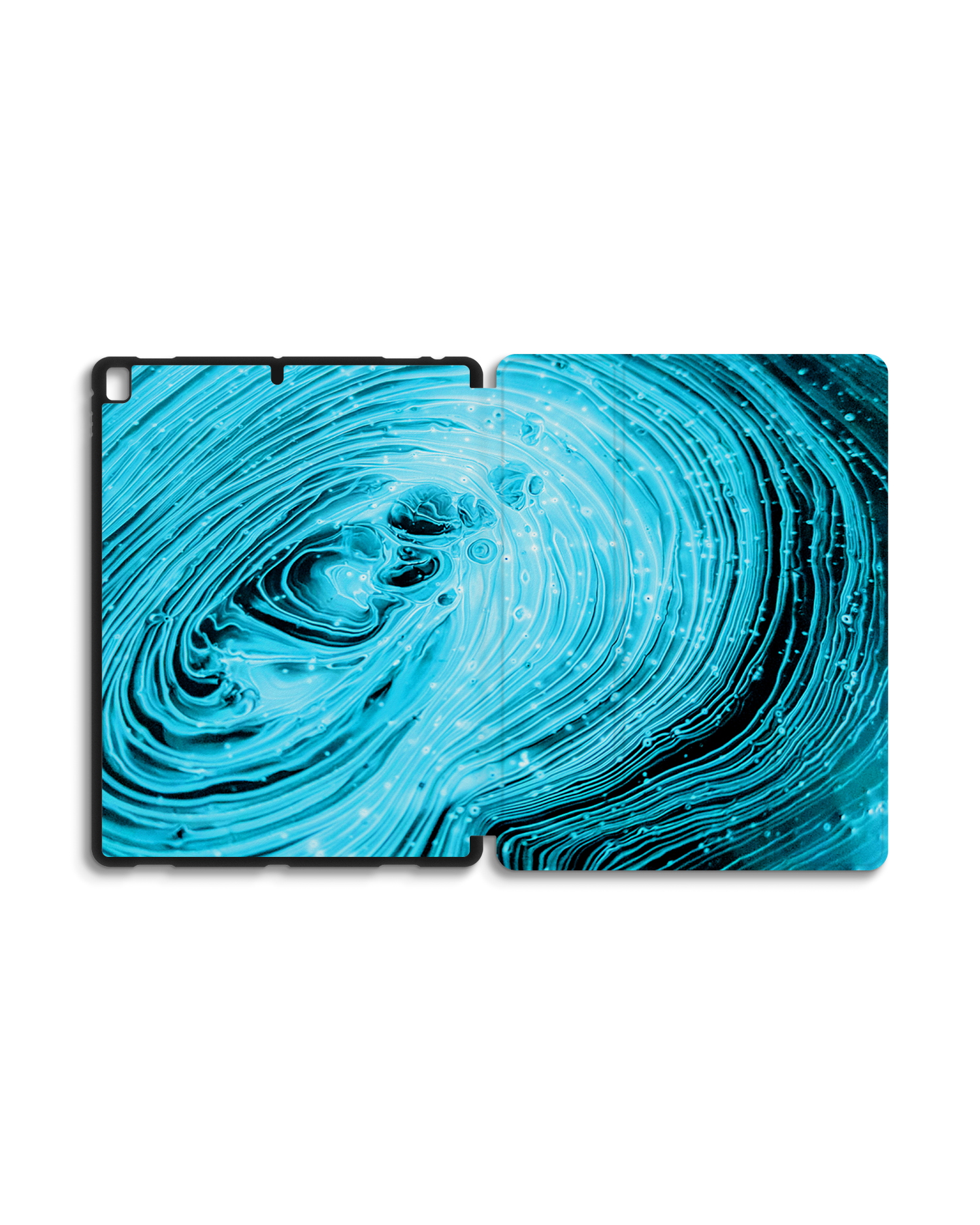 Turquoise Ripples iPad Hülle mit Stifthalter für Apple iPad Pro 2 12.9'' (2017): Geöffnet Außenansicht