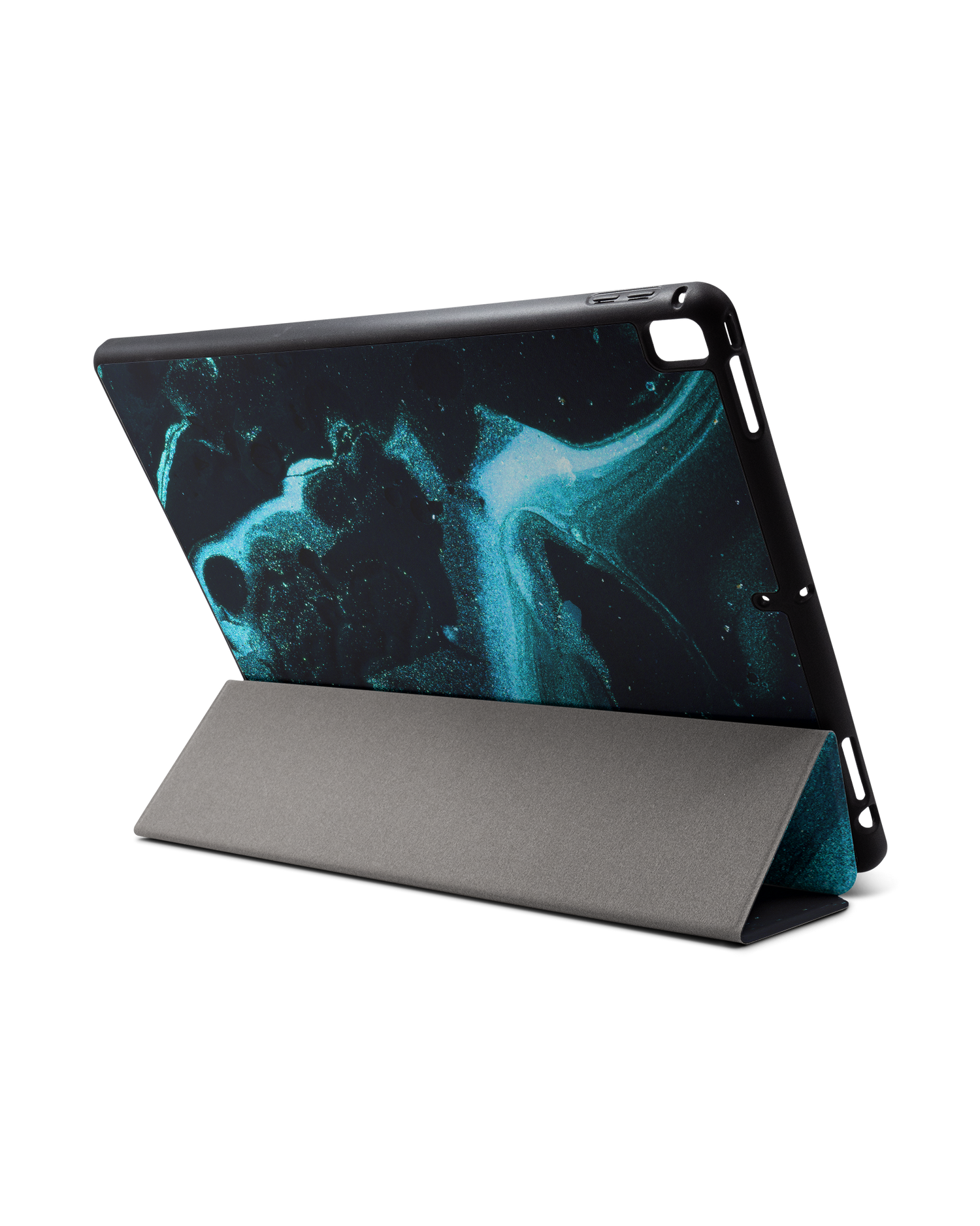 Deep Turquoise Sparkle iPad Hülle mit Stifthalter für Apple iPad Pro 2 12.9'' (2017): Aufgestellt im Querformat von hinten