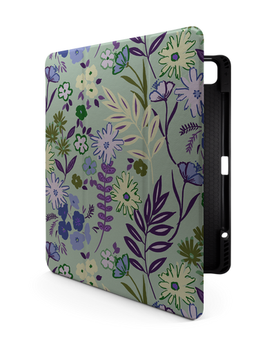 Pretty Purple Flowers iPad Hülle mit Stifthalter für Apple iPad Pro 6 12.9" (2022), Apple iPad Pro 5 12.9" (2021), Apple iPad Pro 4 12.9" (2020)
