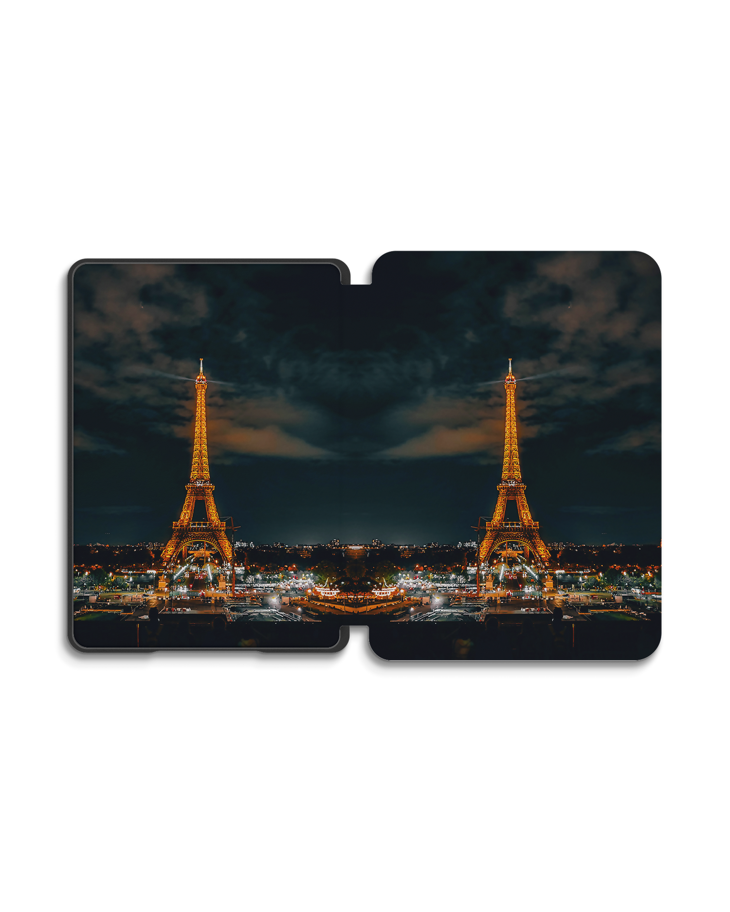 Eiffel Tower By Night eBook Reader Smart Case für Amazon New Kindle (2019): Geöffnet Außenansicht