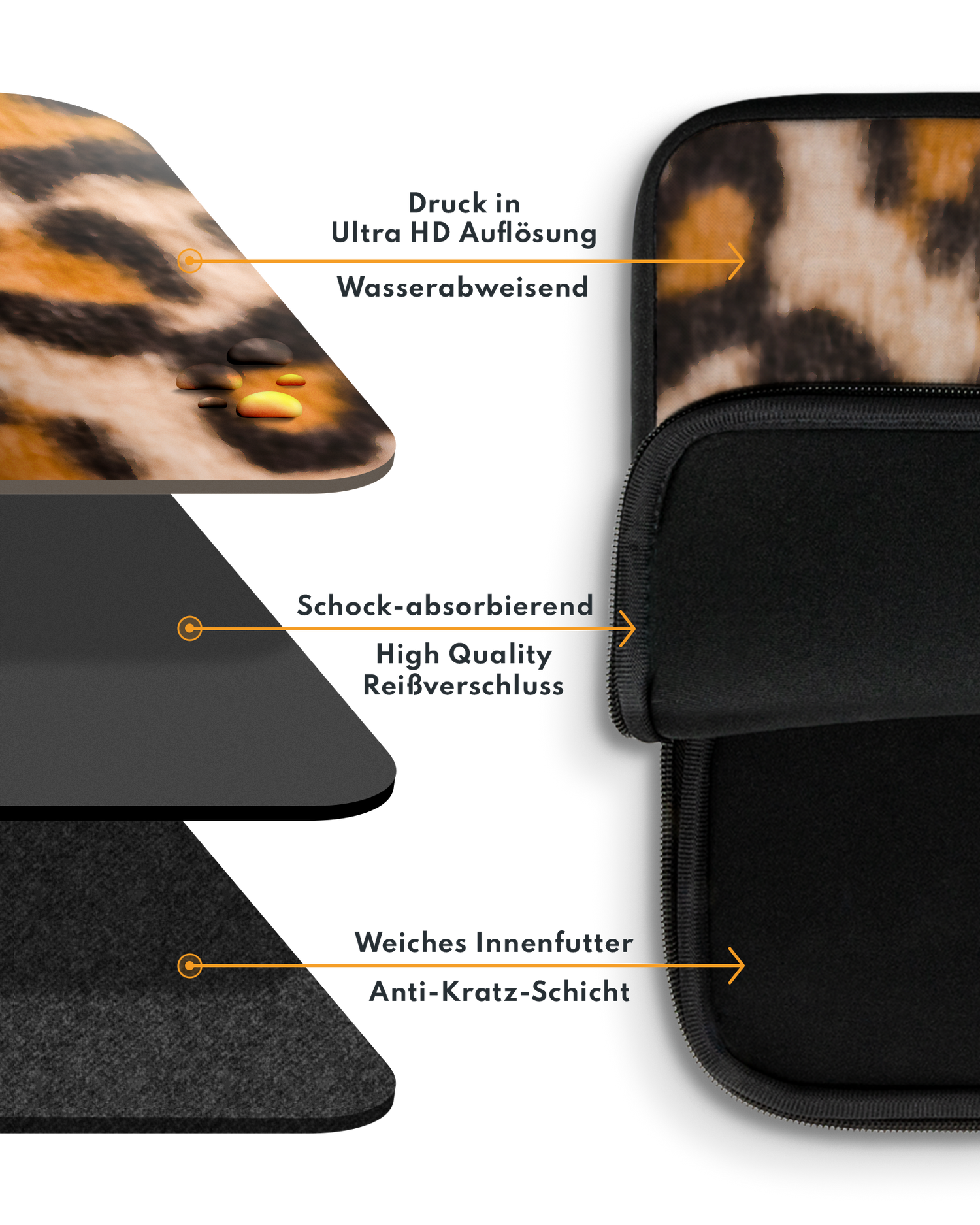 Leopard Pattern Laptophülle 15 Zoll mit weichem Innenfutter