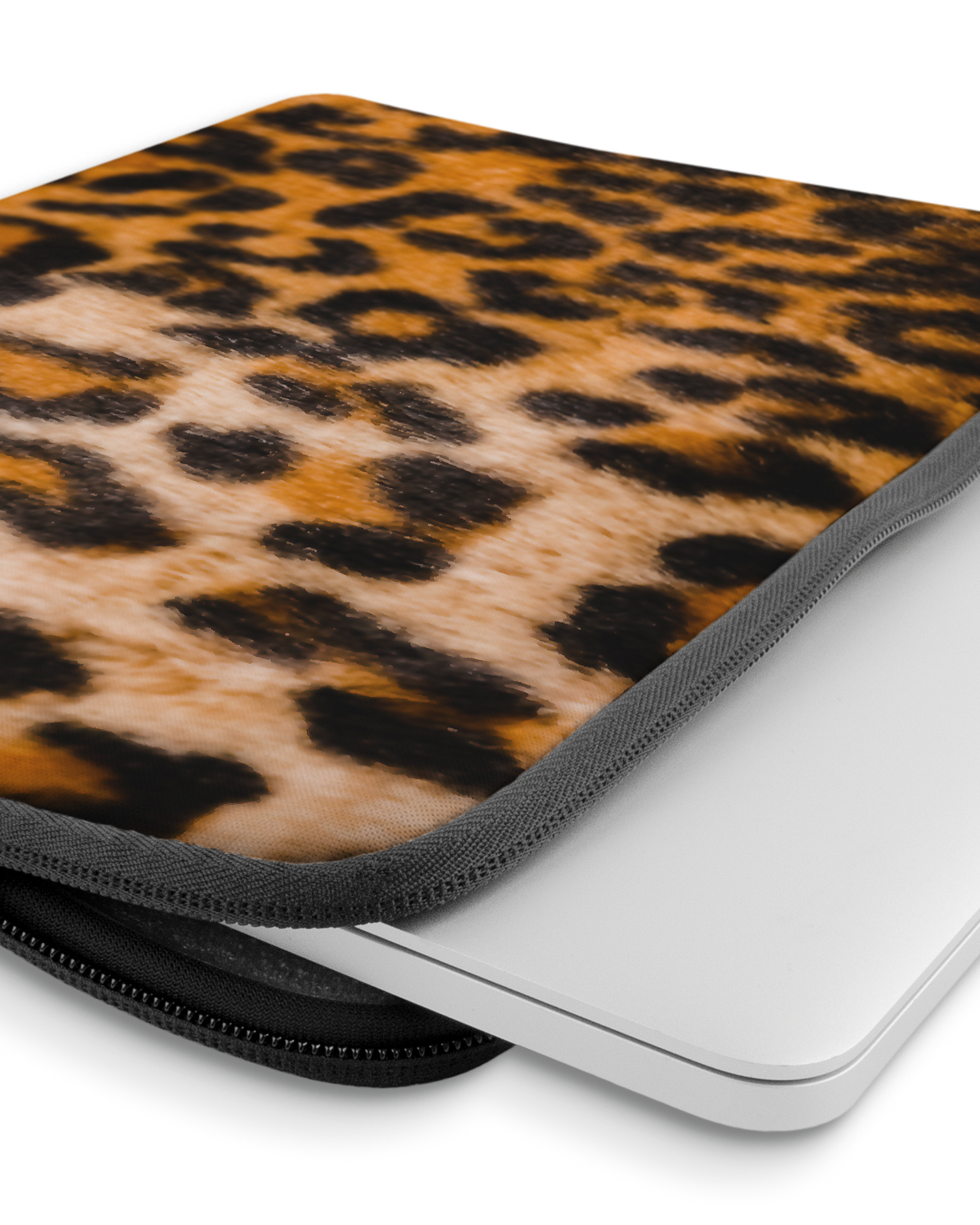 Leopard Pattern Laptophülle 14 Zoll mit Gerät im Inneren