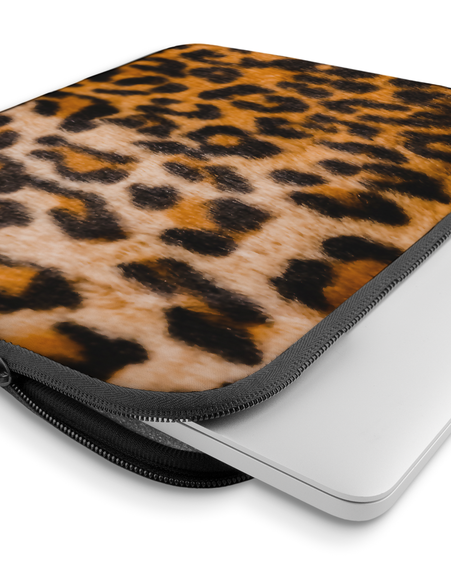 Leopard Pattern Laptophülle 15 Zoll mit Gerät im Inneren