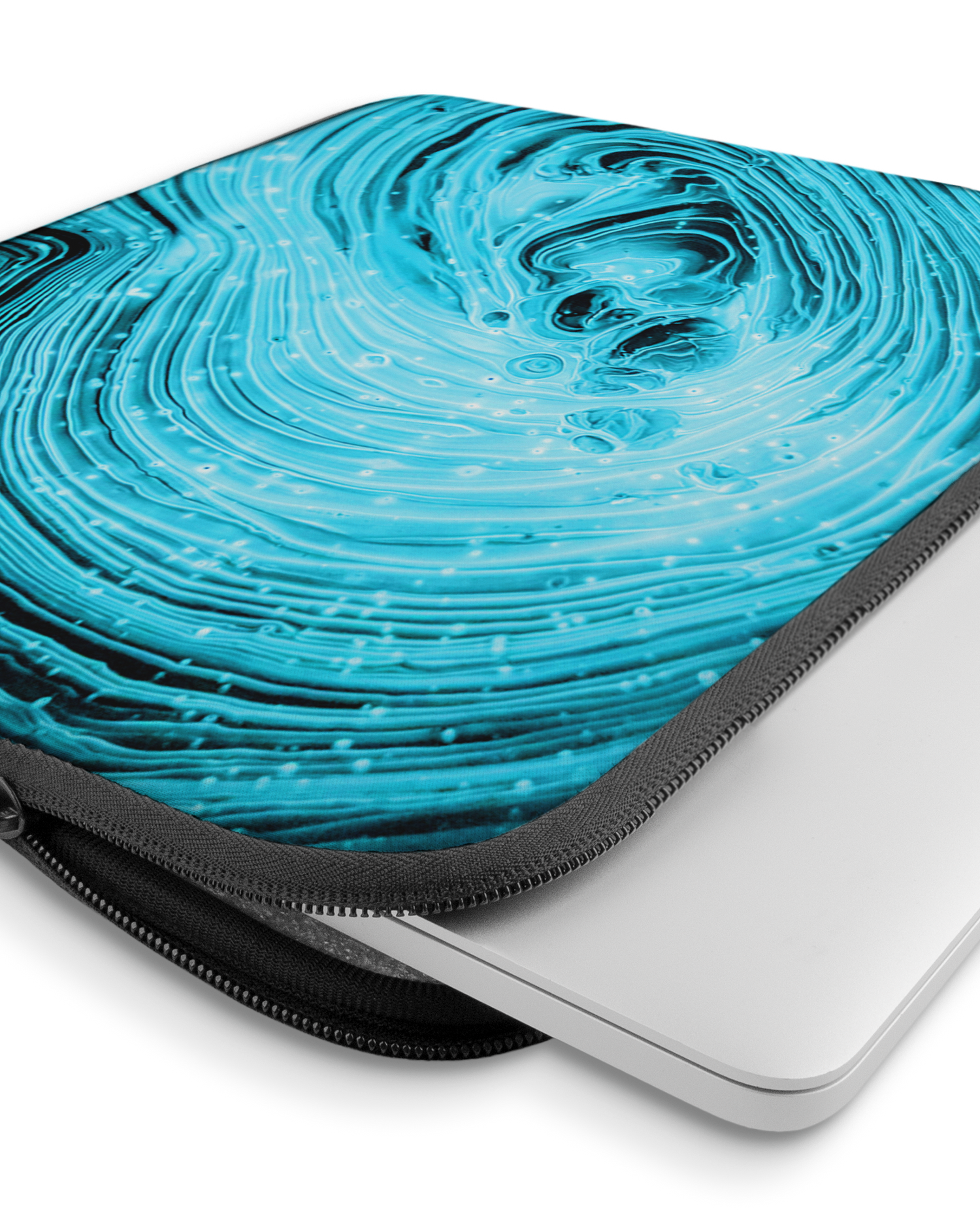 Turquoise Ripples Laptophülle 15 Zoll mit Gerät im Inneren