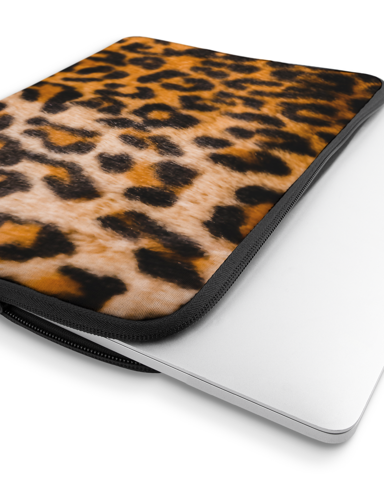 Leopard Pattern Laptophülle 16 Zoll mit Gerät im Inneren