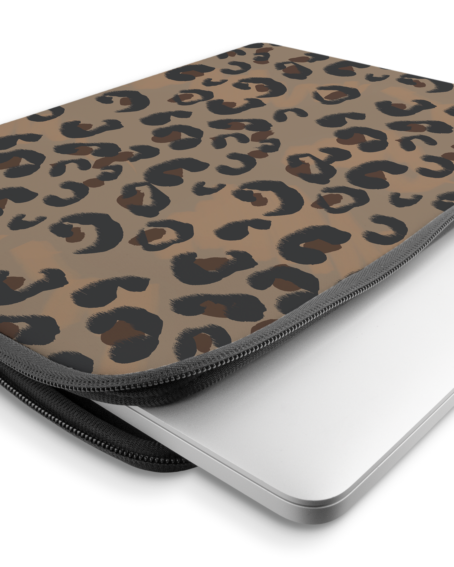 Leopard Repeat Laptophülle 15-16 Zoll mit Gerät im Inneren
