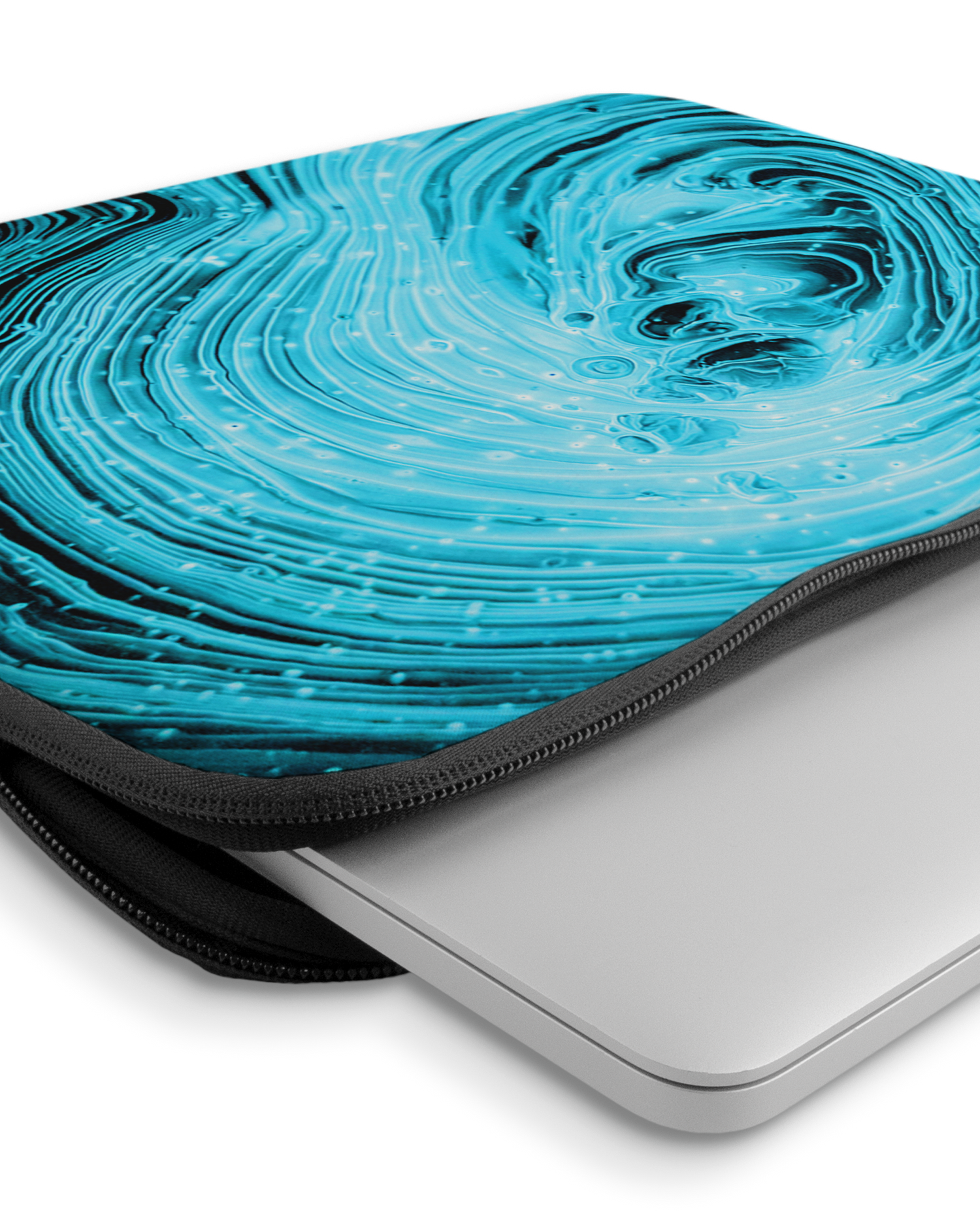 Turquoise Ripples Laptophülle 14-15 Zoll mit Gerät im Inneren