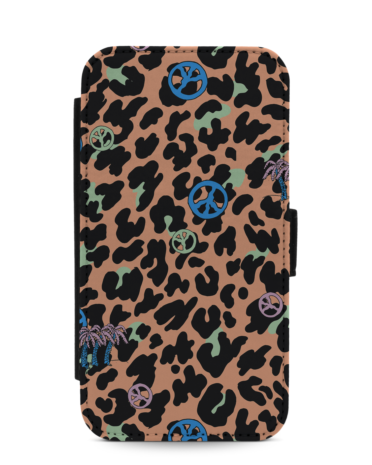 Leopard Peace Palms Handy Klapphülle Apple iPhone 11: Vorderansicht