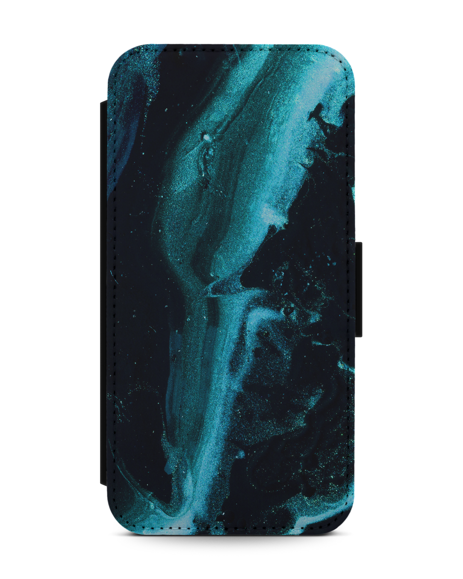 Deep Turquoise Sparkle Handy Klapphülle Apple iPhone 13 mini: Vorderansicht