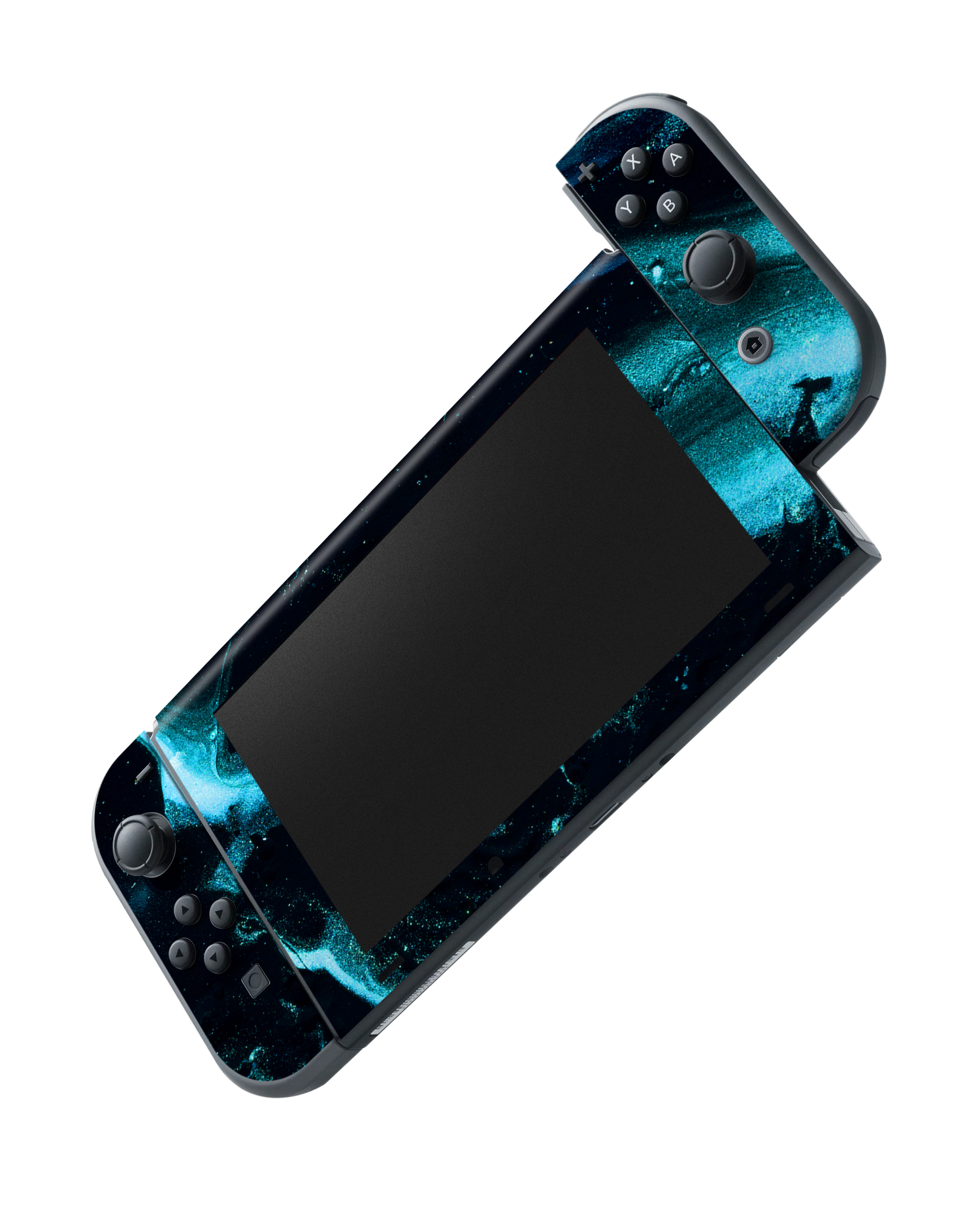 Deep Turquoise Sparkle Konsolen Aufkleber für Nintendo Switch: Joy-Con wird abgenommen