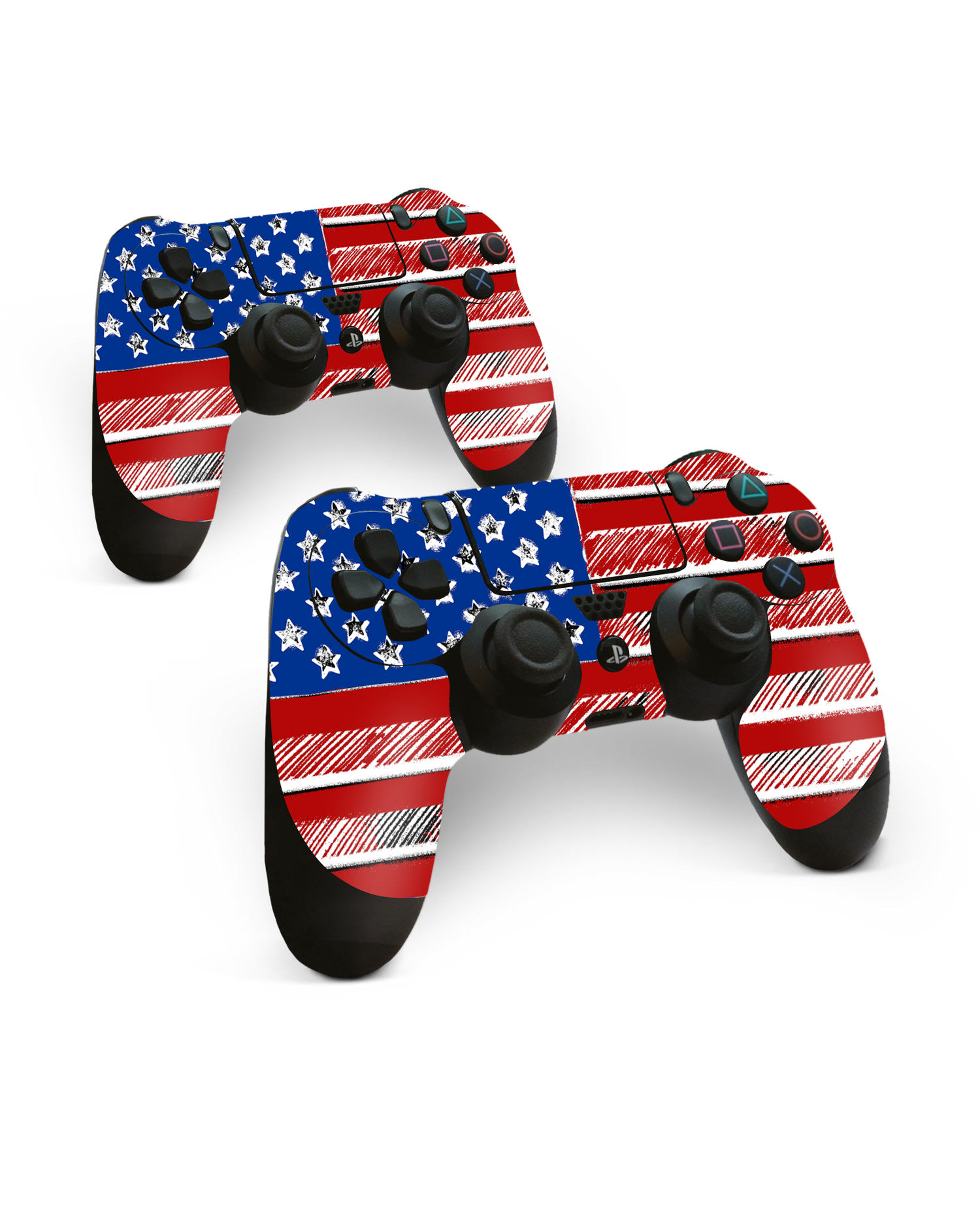 American Flag Color Konsolen Aufkleber für Sony PlayStation 4 Controller: Frontansicht