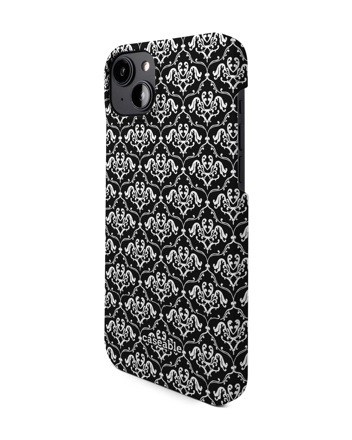 Black French Lillies Hardcase Handyhülle für Apple iPhone 14 Plus: Seitenansicht rechts