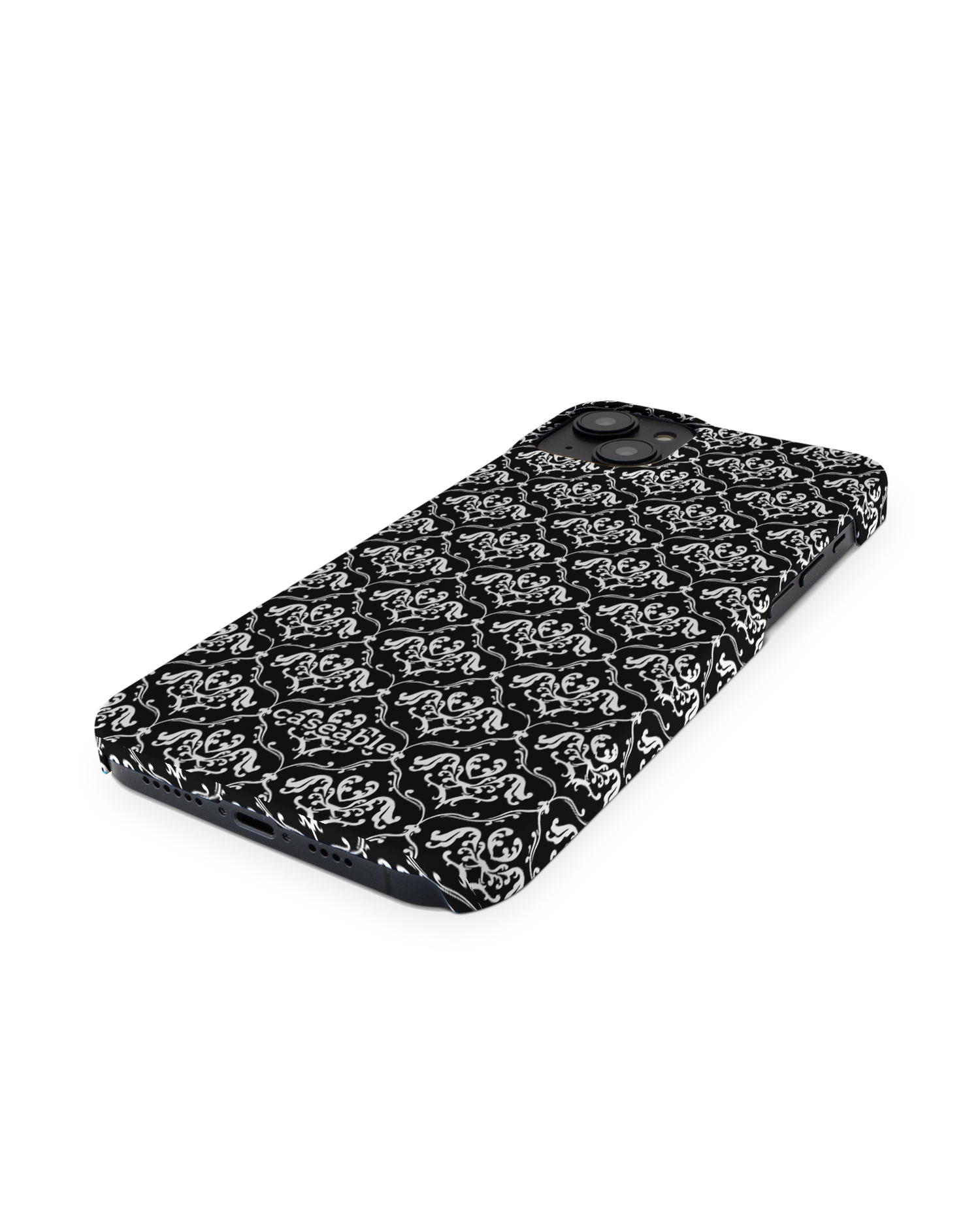 Black French Lillies Hardcase Handyhülle für Apple iPhone 14 Plus: Perspektivansicht
