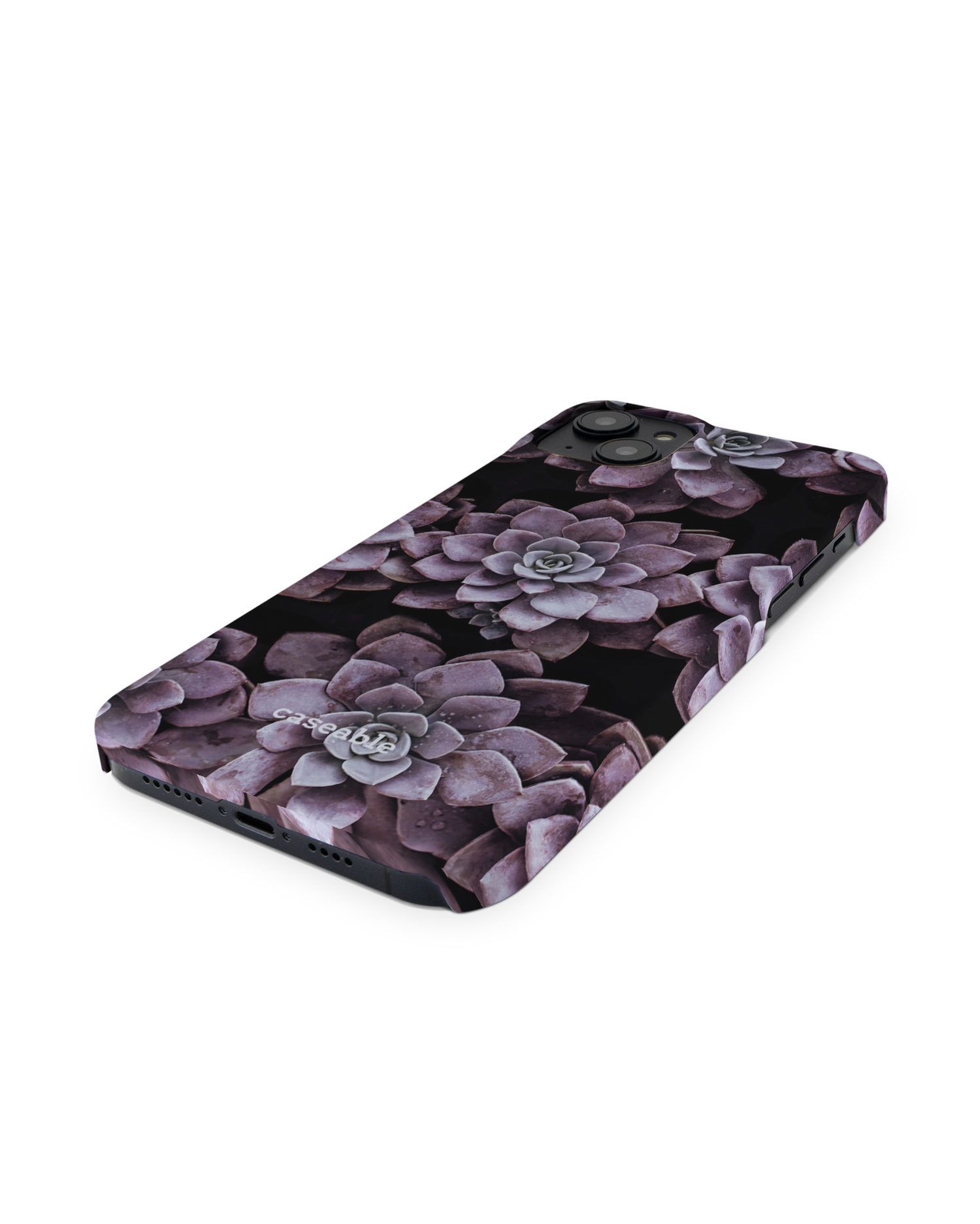 Purple Succulents Hardcase Handyhülle für Apple iPhone 14 Plus: Perspektivansicht