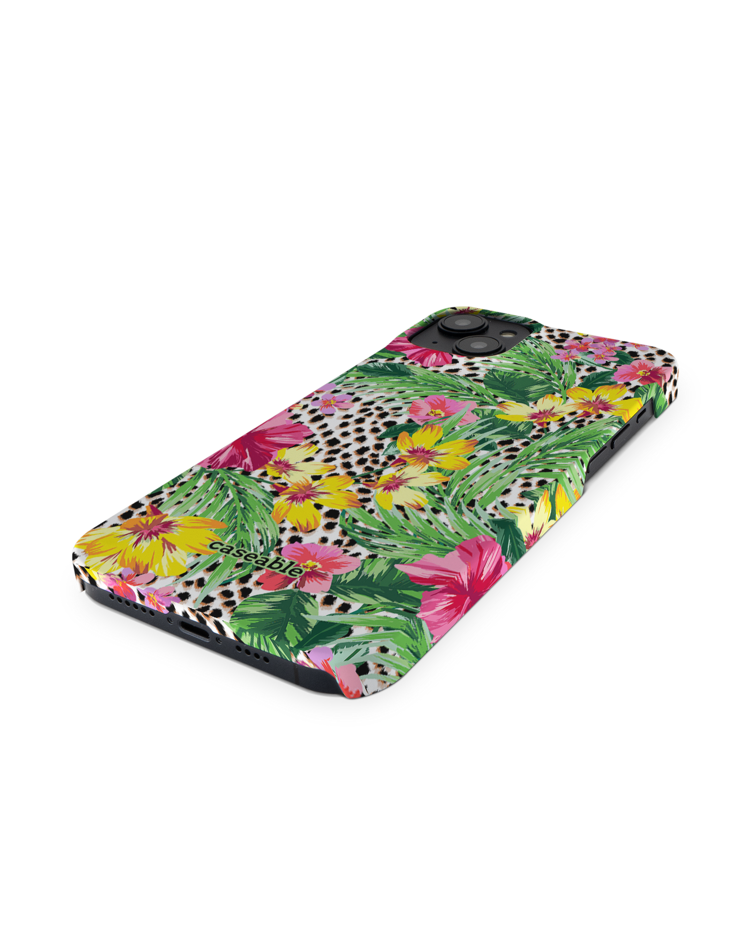 Tropical Cheetah Hardcase Handyhülle für Apple iPhone 14 Plus: Perspektivansicht