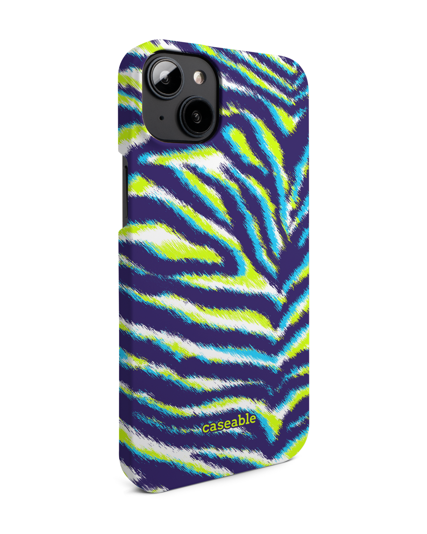 Neon Zebra Hardcase Handyhülle für Apple iPhone 14 Plus: Seitenansicht links
