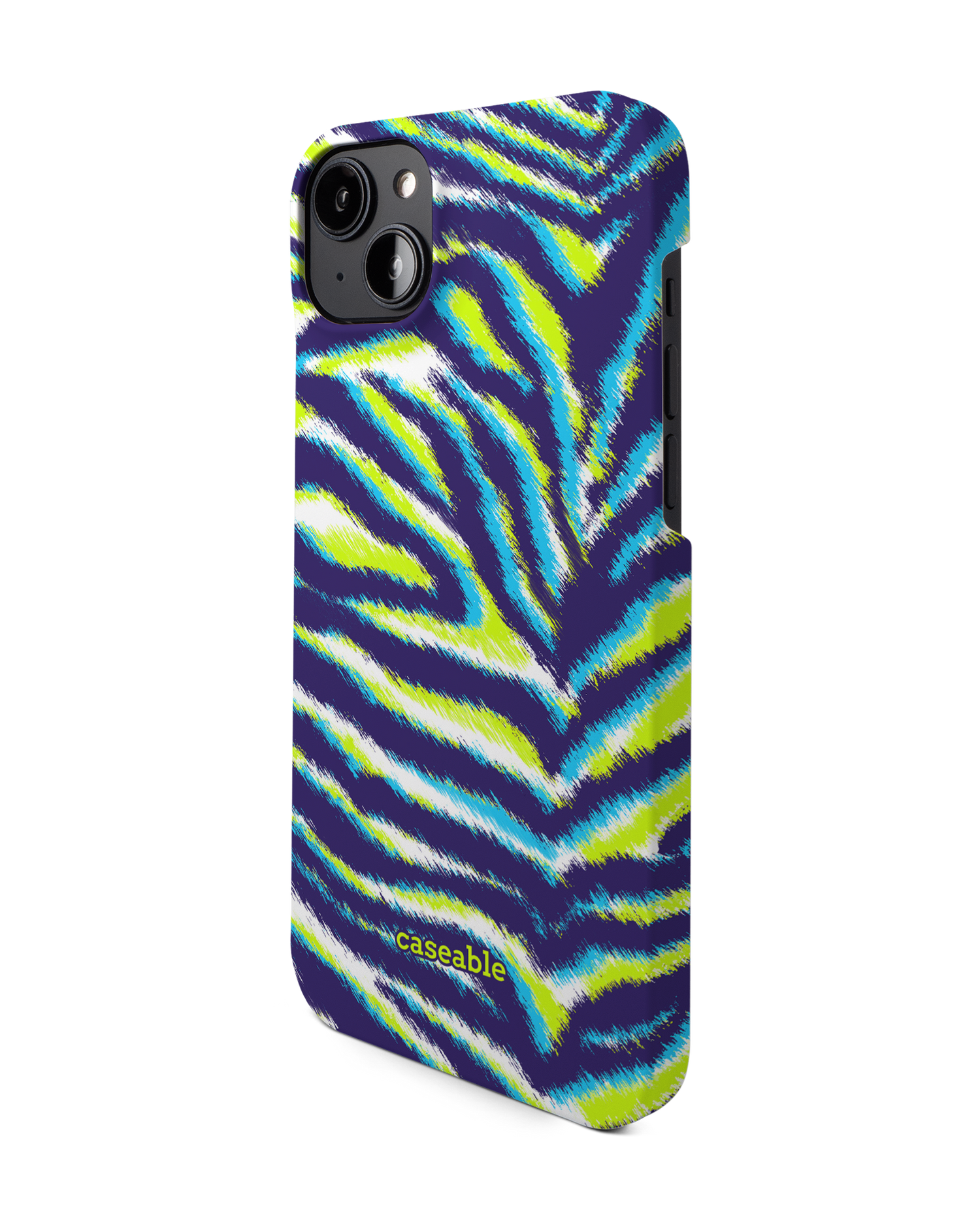 Neon Zebra Hardcase Handyhülle für Apple iPhone 14 Plus: Seitenansicht rechts