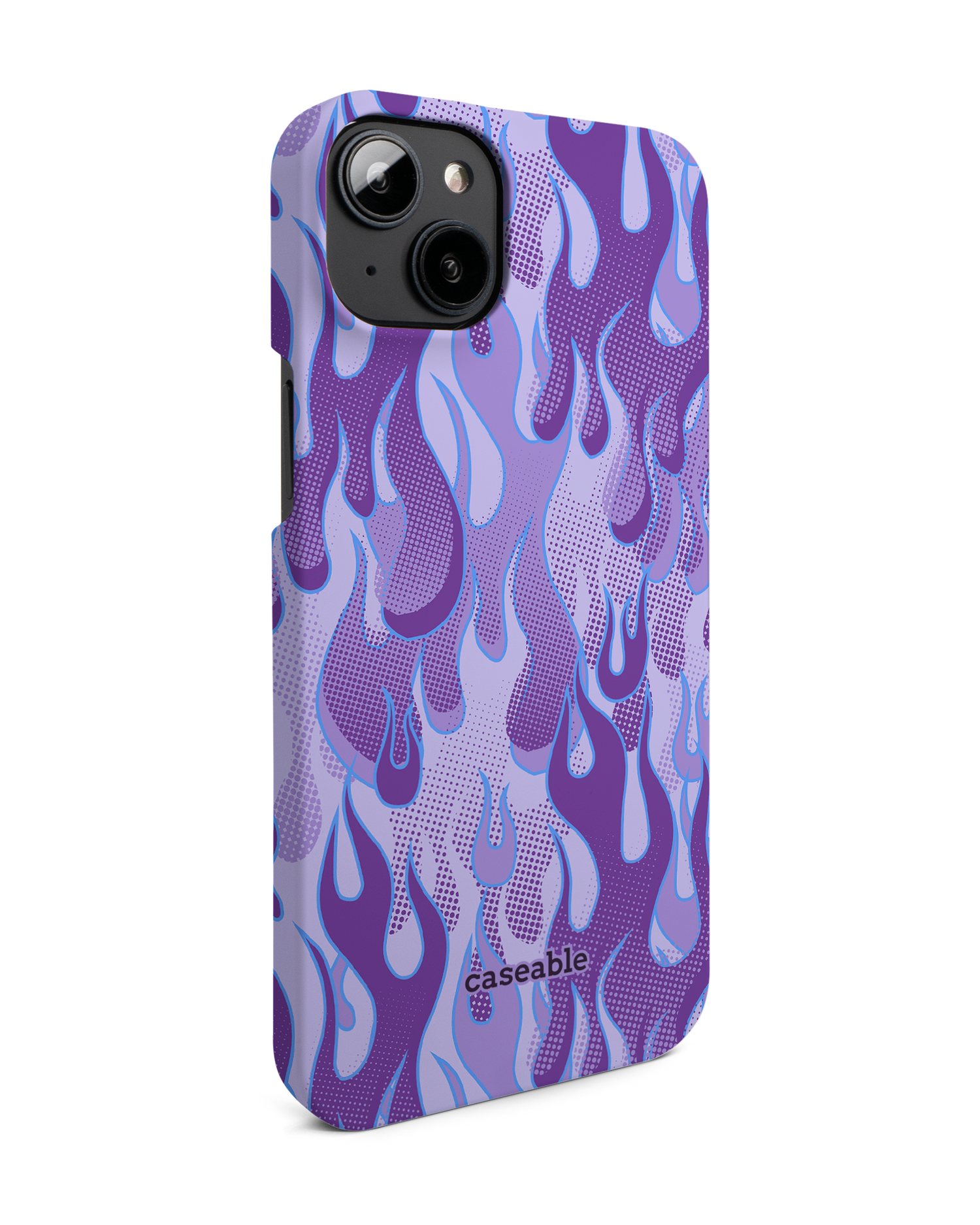 Purple Flames Hardcase Handyhülle für Apple iPhone 14 Plus: Seitenansicht links
