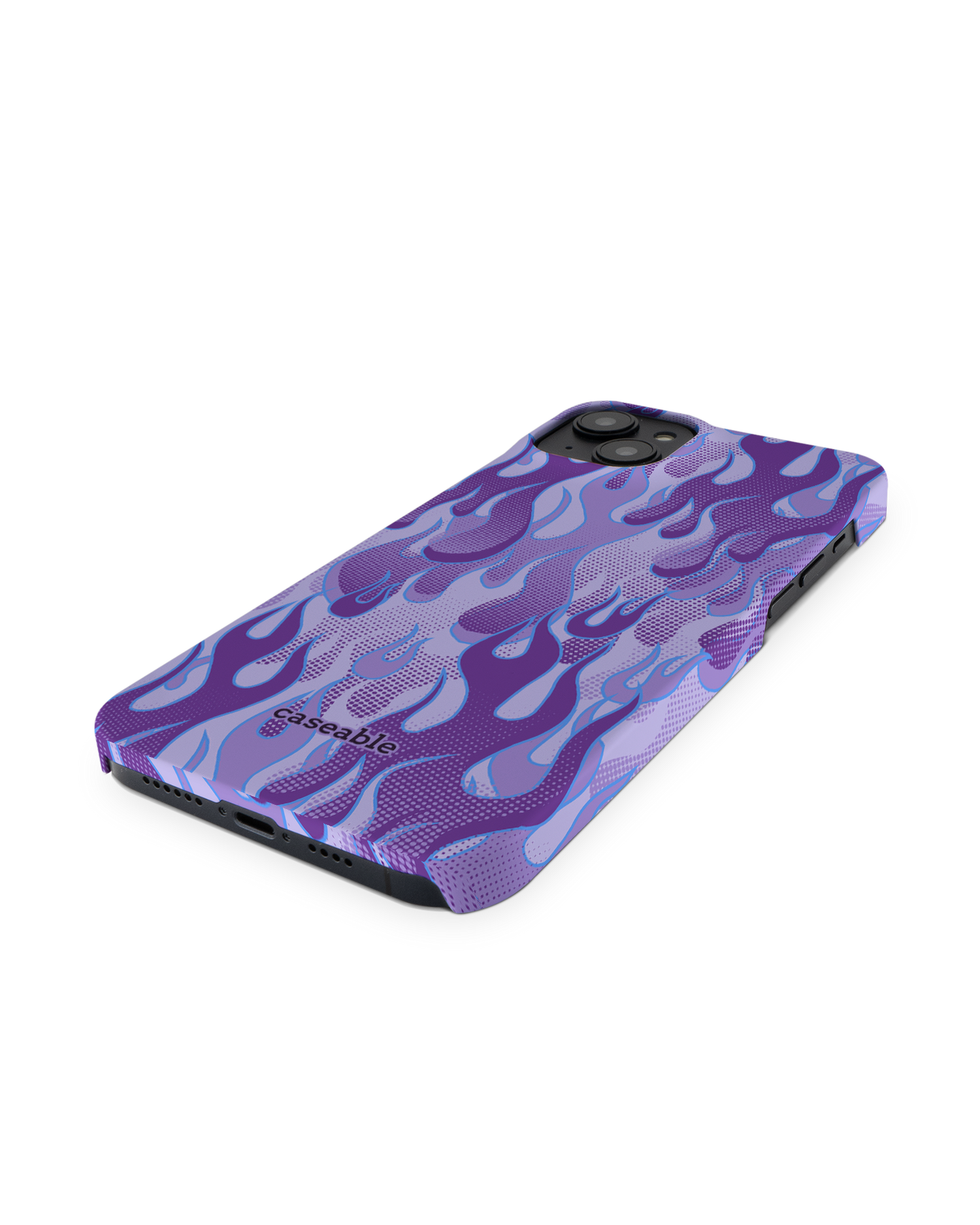 Purple Flames Hardcase Handyhülle für Apple iPhone 14 Plus: Perspektivansicht