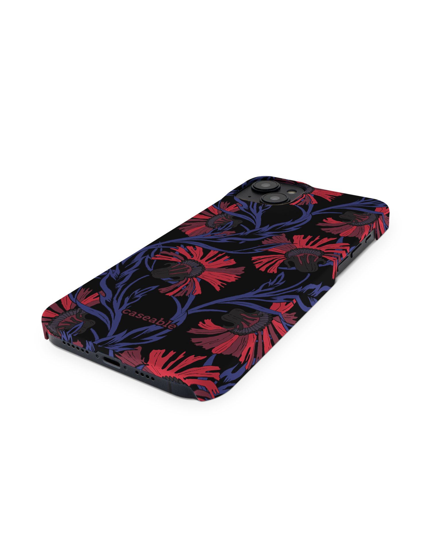 Midnight Floral Hardcase Handyhülle für Apple iPhone 14 Plus: Perspektivansicht