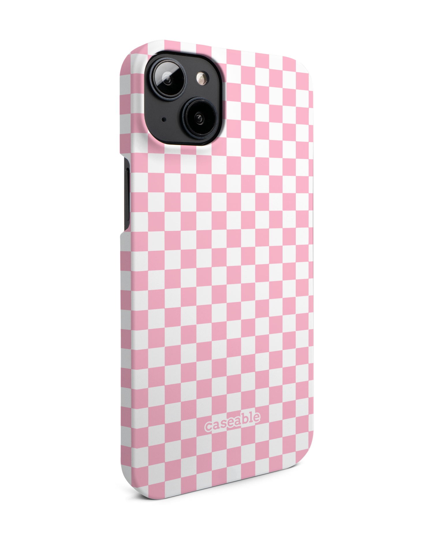 Pink Checkerboard Hardcase Handyhülle für Apple iPhone 14 Plus: Seitenansicht links