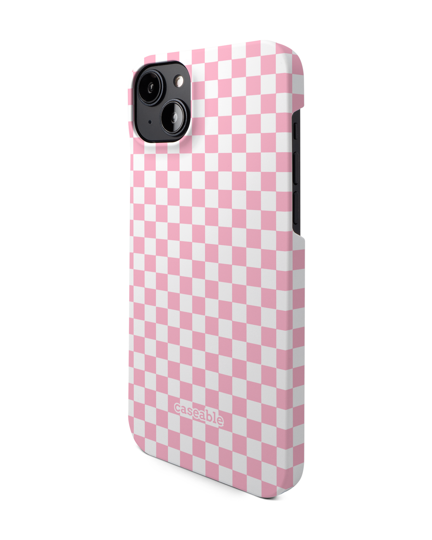 Pink Checkerboard Hardcase Handyhülle für Apple iPhone 14 Plus: Seitenansicht rechts