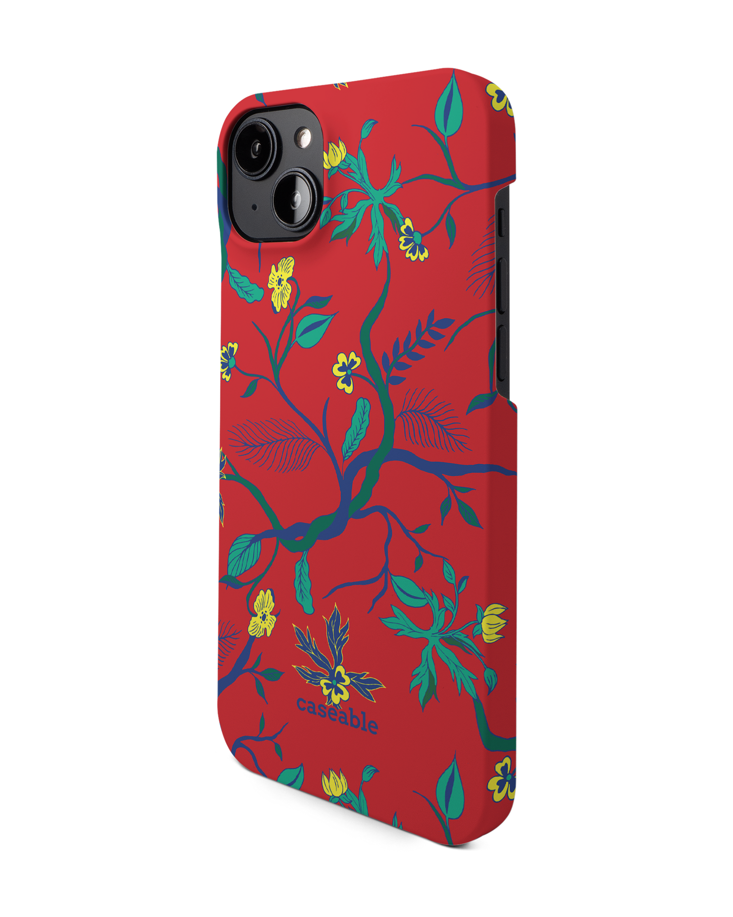 Ultra Red Floral Hardcase Handyhülle für Apple iPhone 14 Plus: Seitenansicht rechts