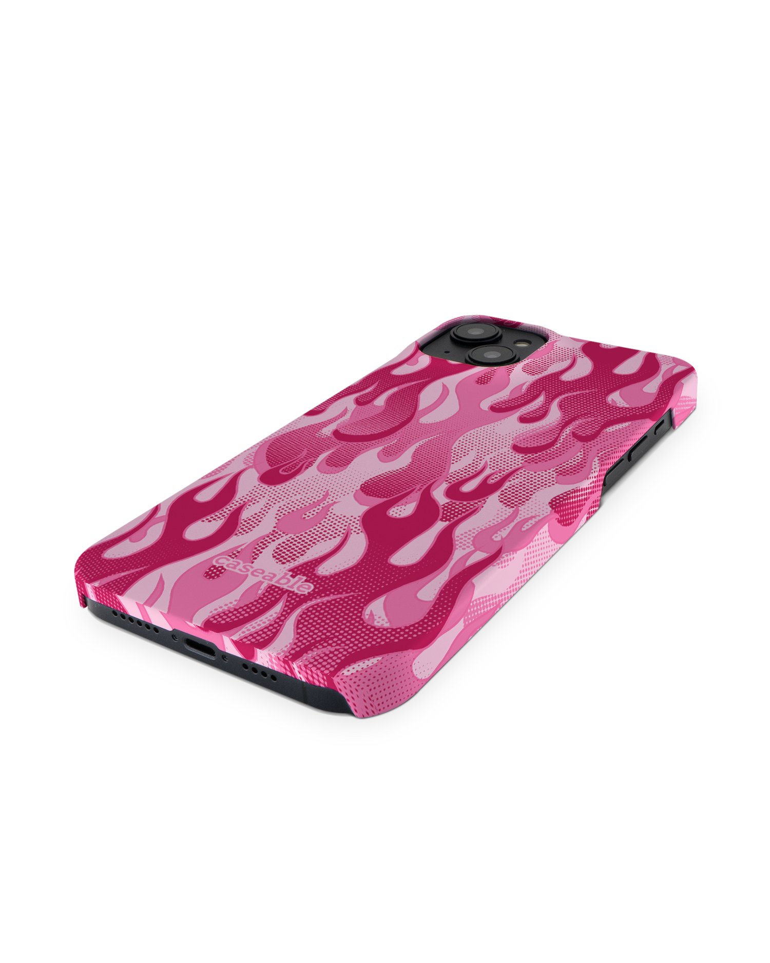 Pink Flames Hardcase Handyhülle für Apple iPhone 14 Plus: Perspektivansicht