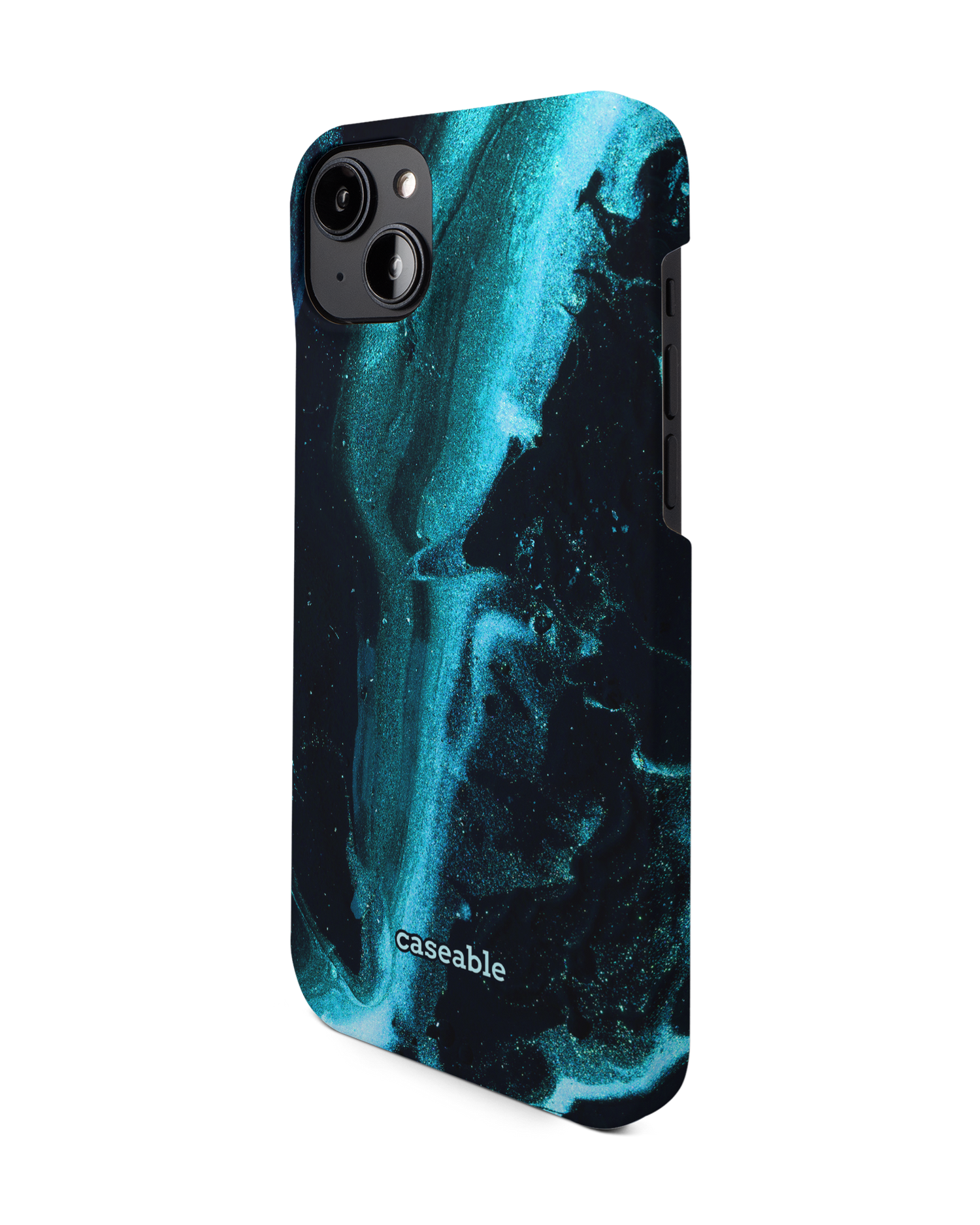 Deep Turquoise Sparkle Hardcase Handyhülle für Apple iPhone 14 Plus: Seitenansicht rechts