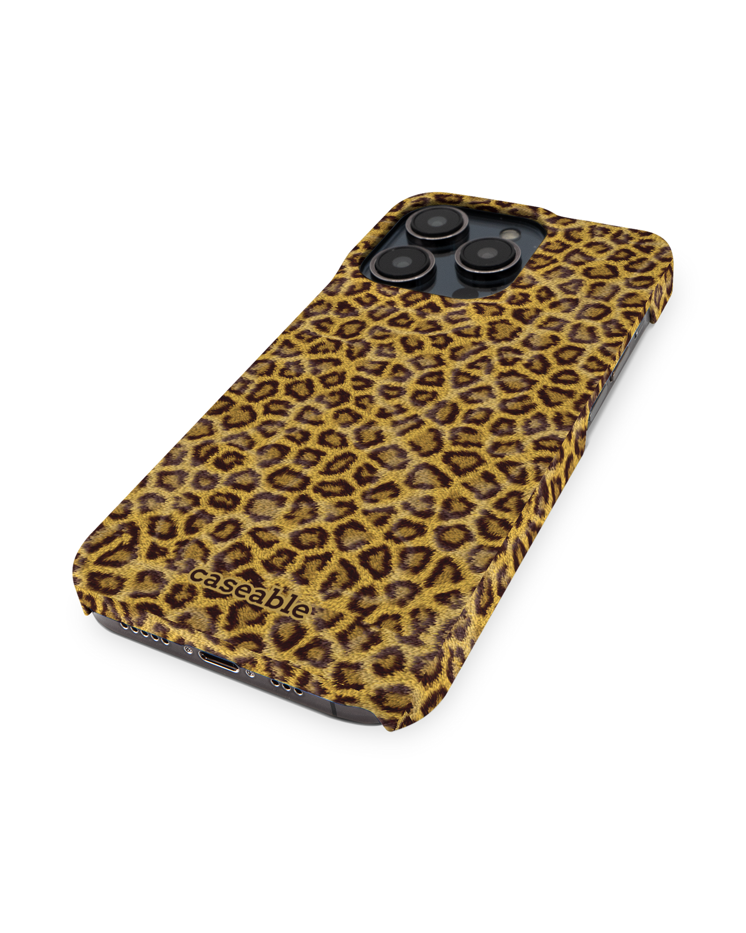 Leopard Skin Hardcase Handyhülle für Apple iPhone 14 Pro: Perspektivansicht