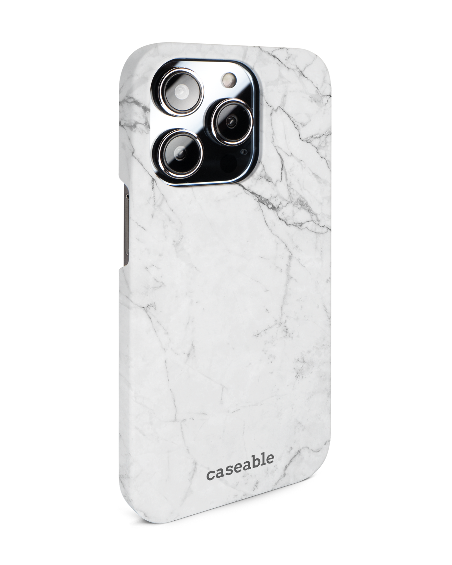 White Marble Hardcase Handyhülle für Apple iPhone 14 Pro: Seitenansicht links