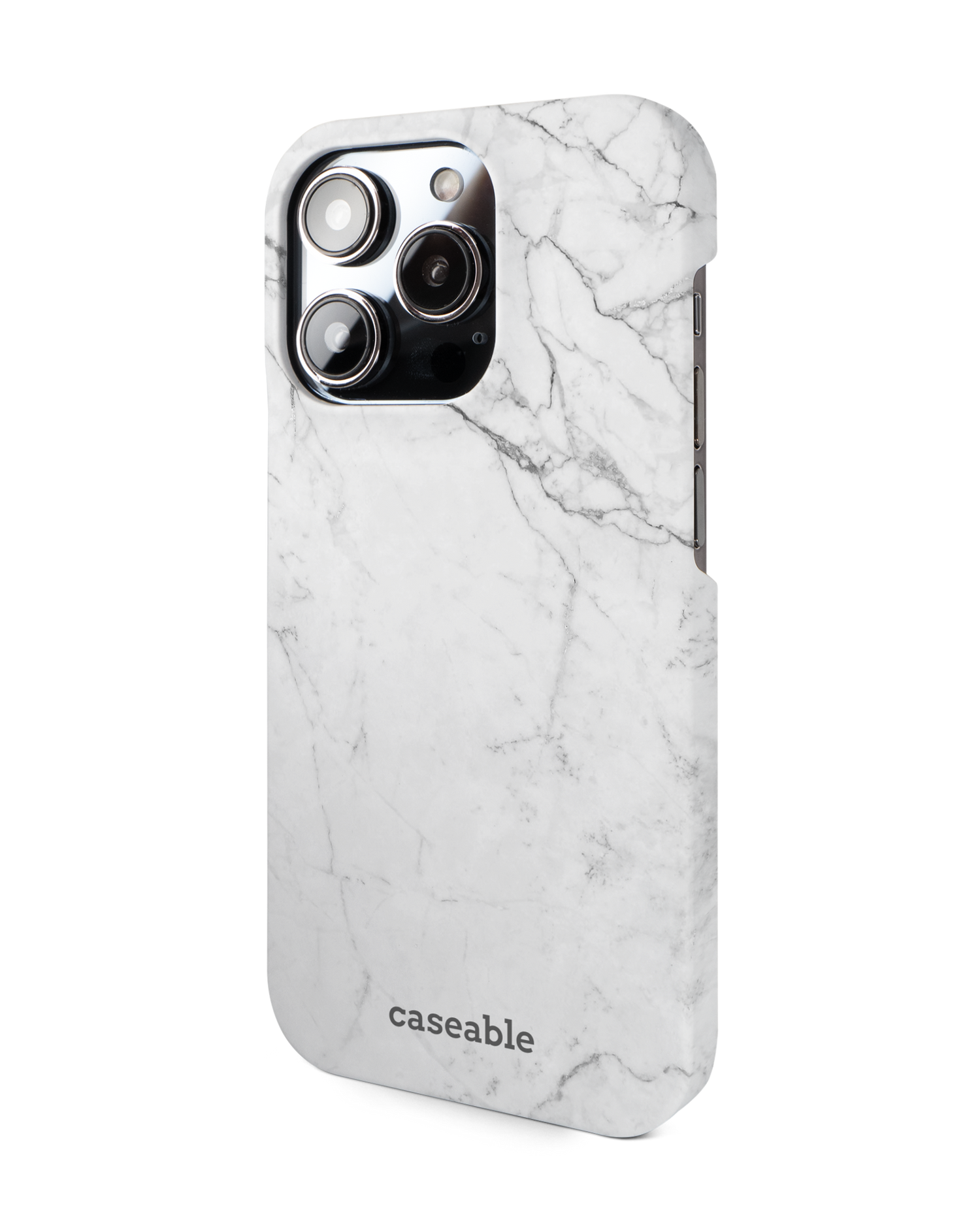 White Marble Hardcase Handyhülle für Apple iPhone 14 Pro: Seitenansicht rechts