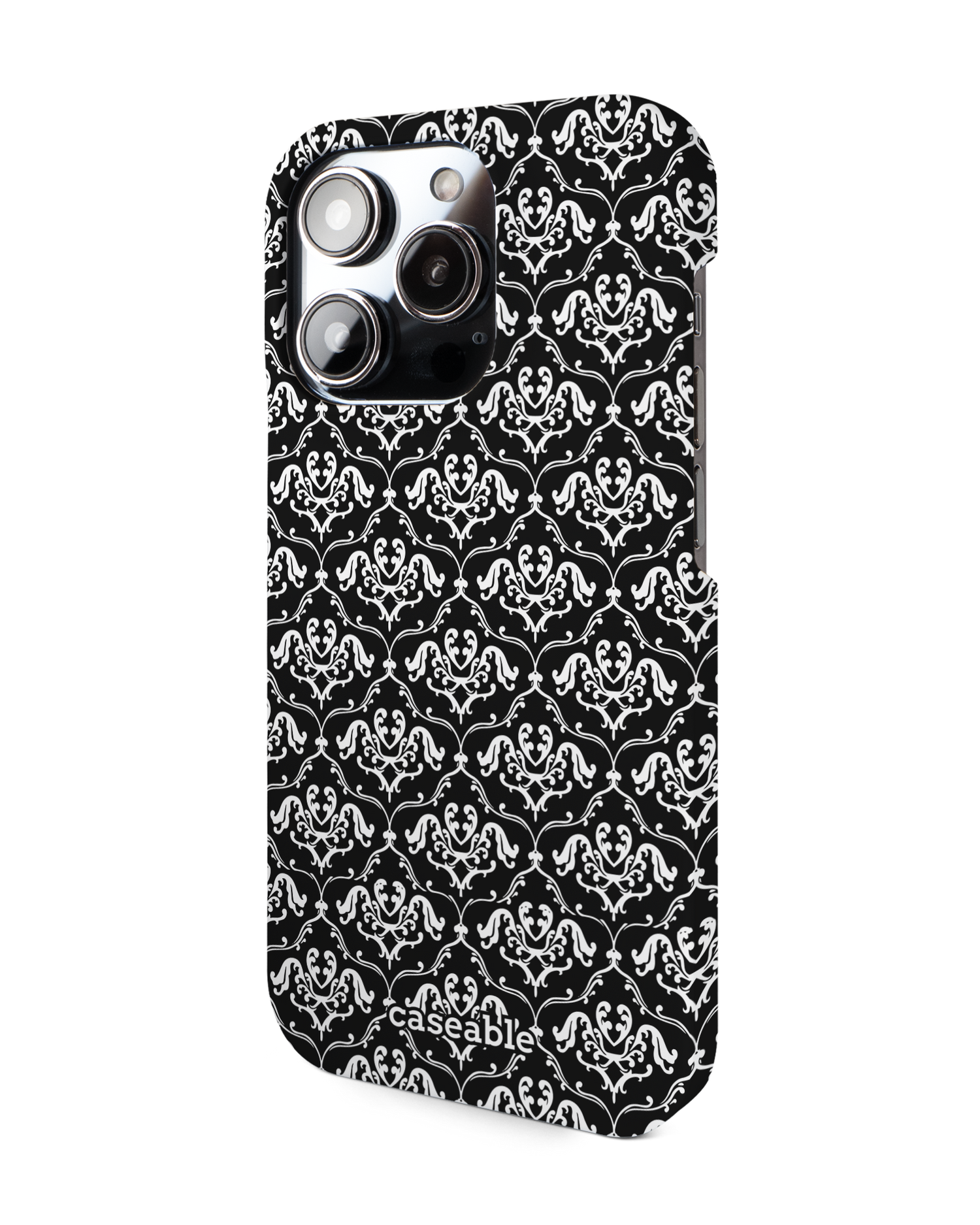 Black French Lillies Hardcase Handyhülle für Apple iPhone 14 Pro: Seitenansicht rechts